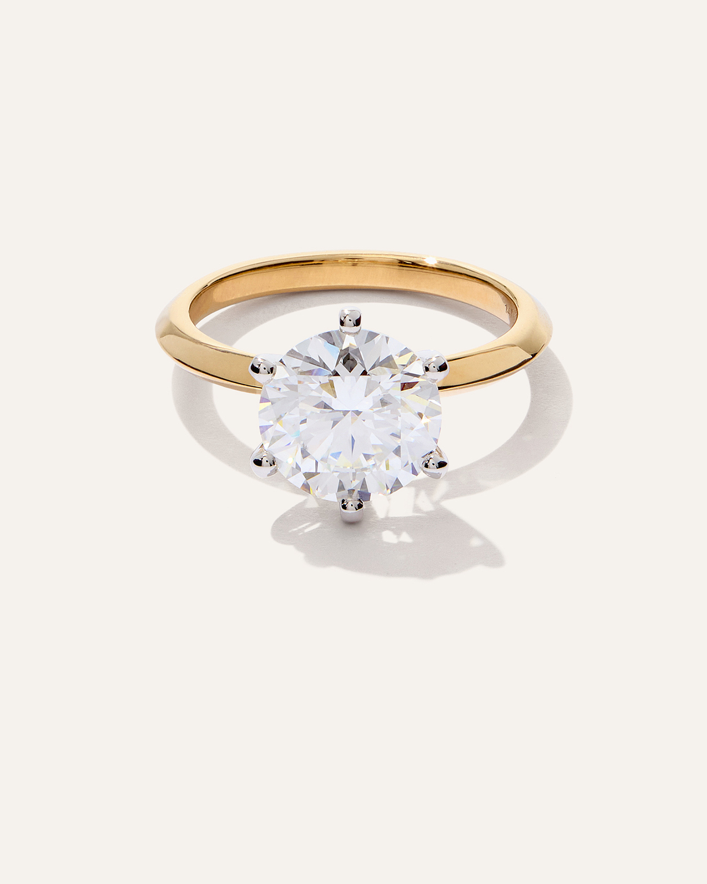 Lab Grown Diamond Round Six Prong Knife Edge Engagement Ring - 3ct