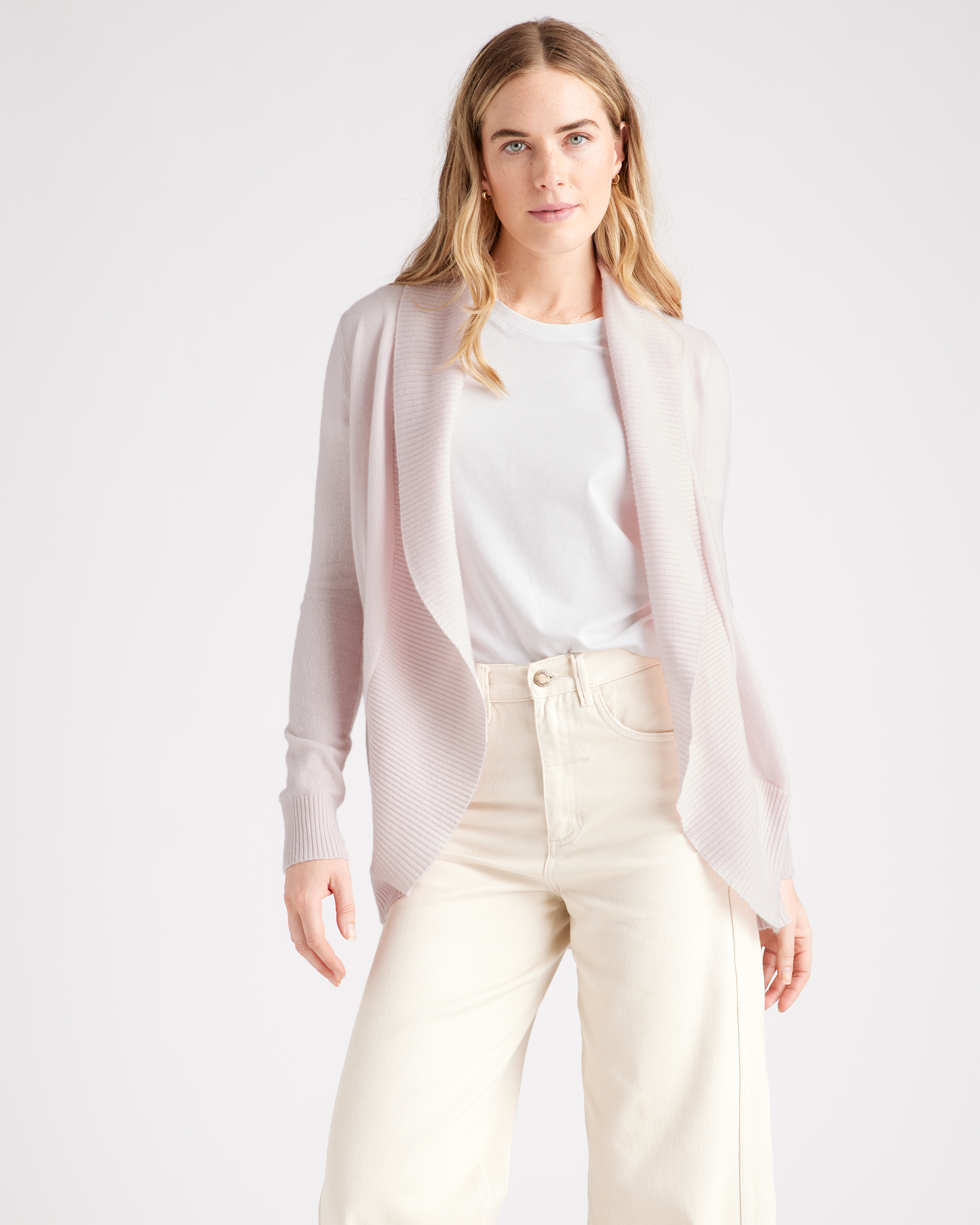 Mongolian Spring Cashmere Open Cardigan Sweater