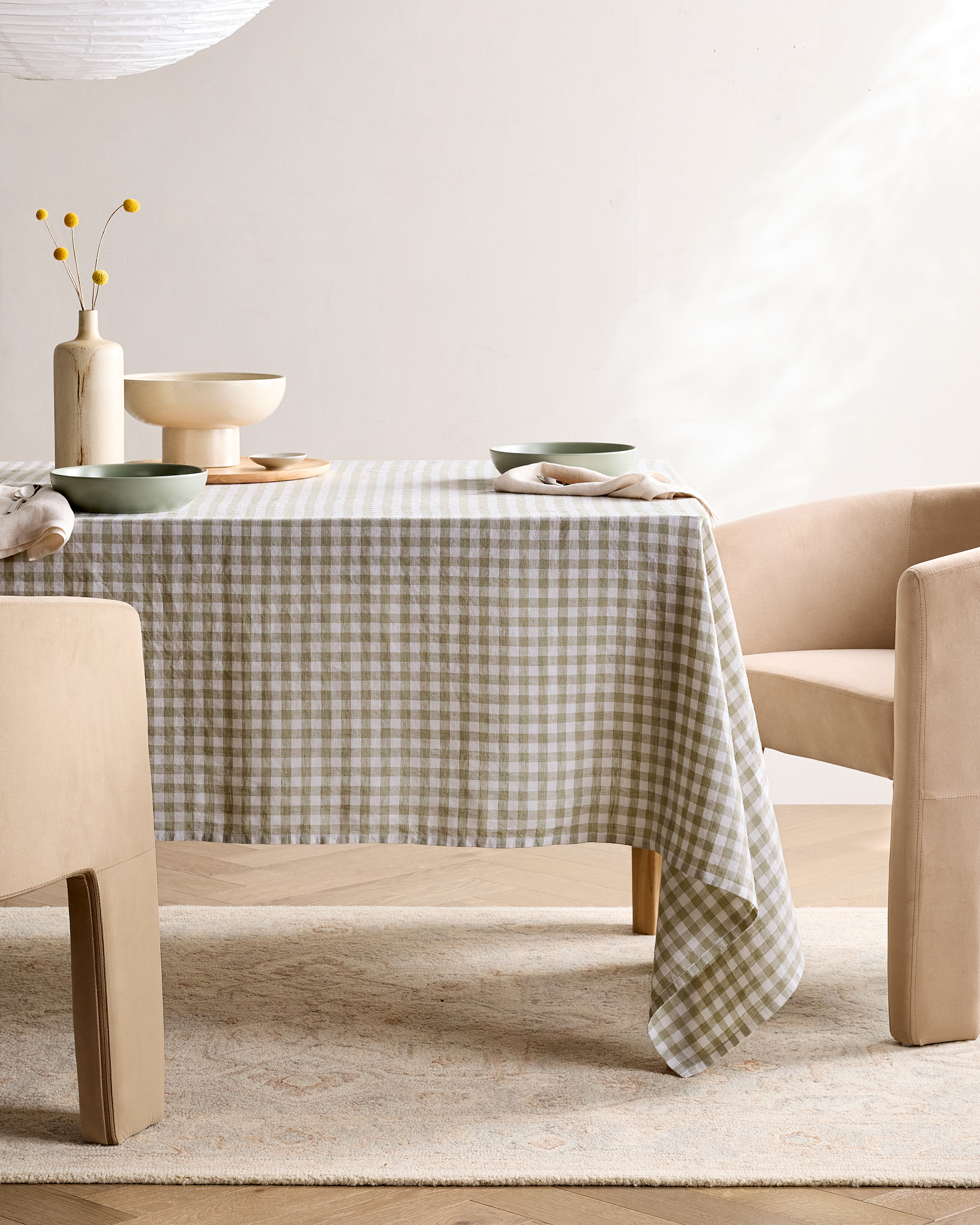 European Linen Gingham Tablecloth