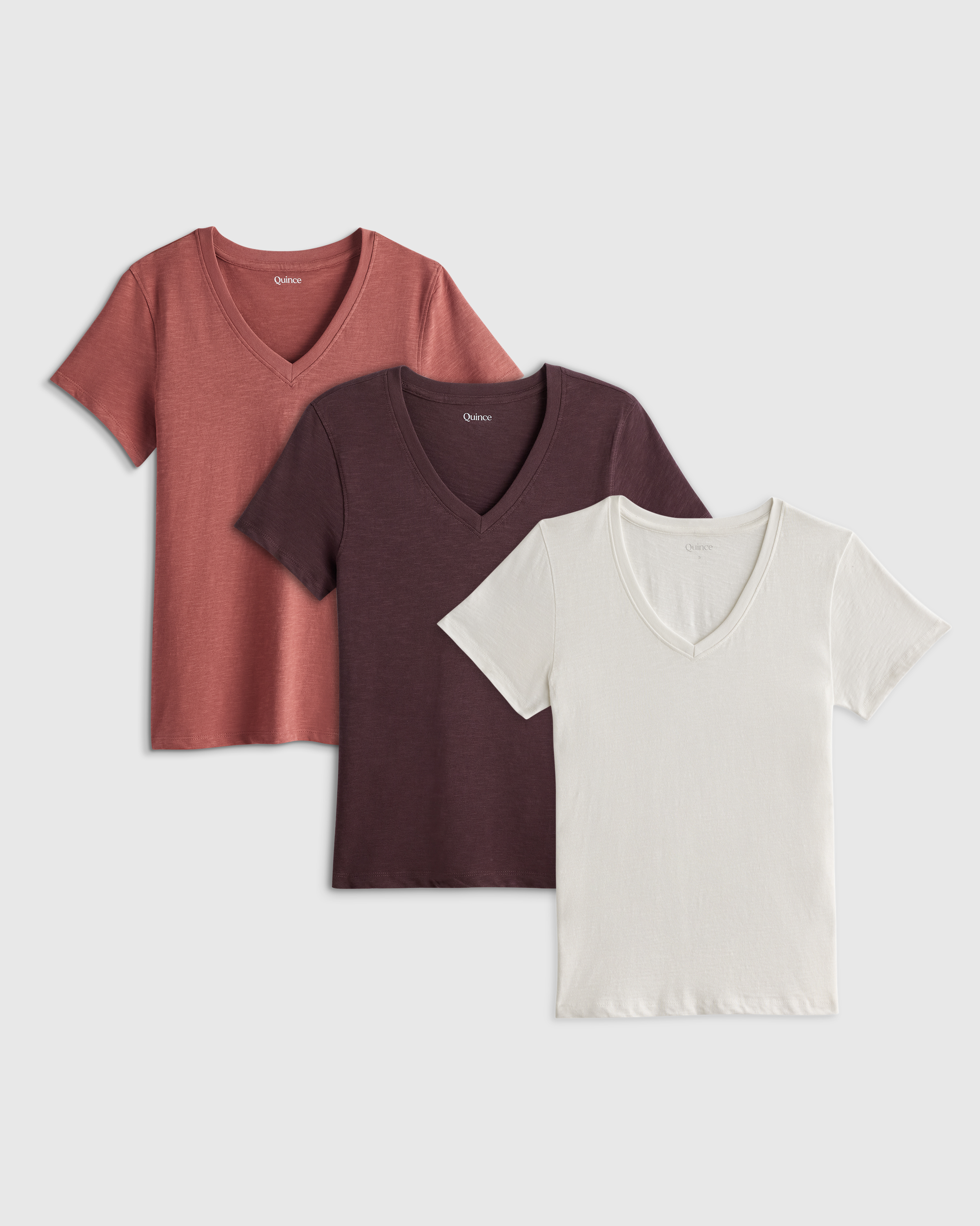 100% Organic Cotton Slub V Neck Tee 3 Pack Bundle