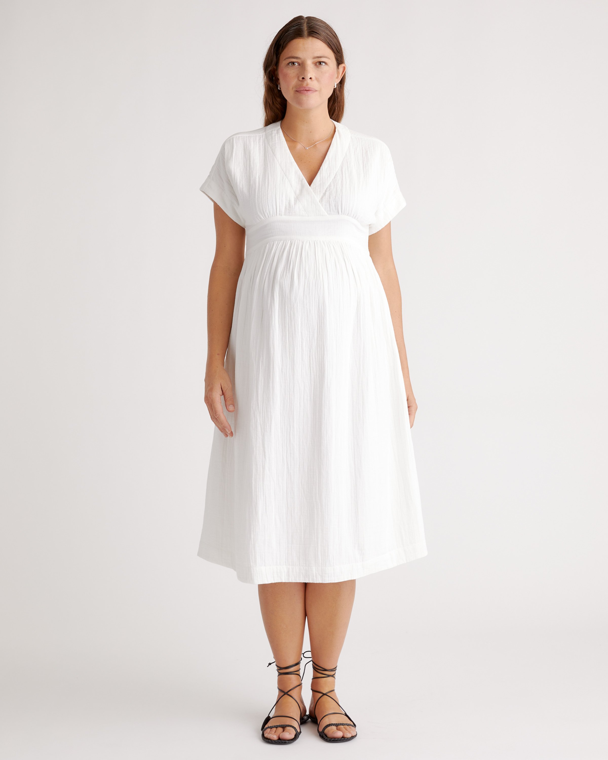 Organic Cotton Gauze Maternity Midi Dress