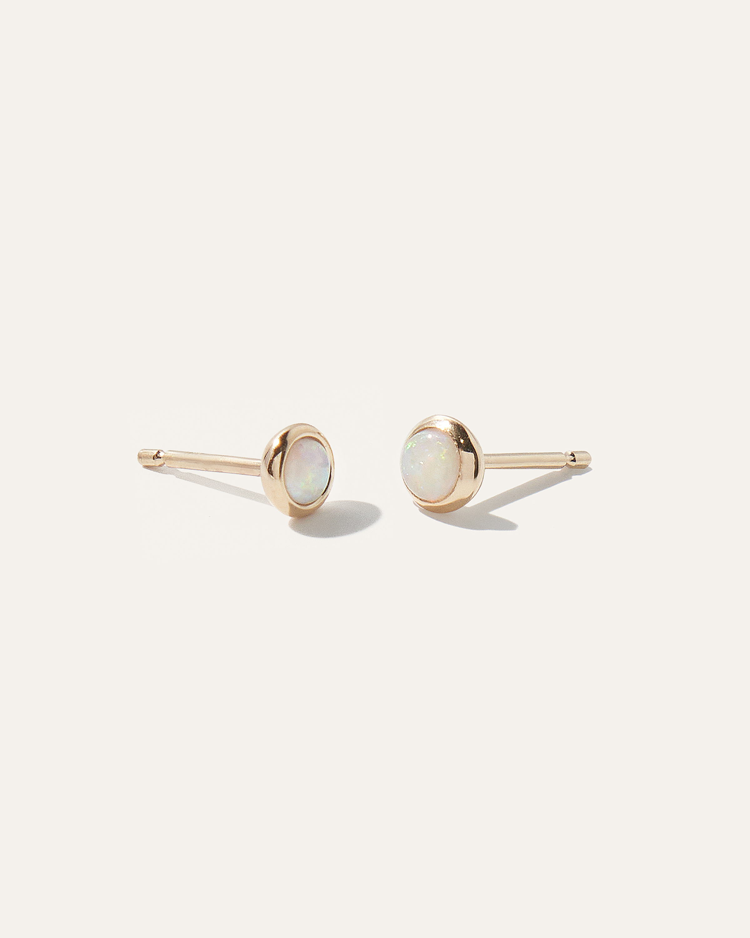 14K Gold Mini Opal Cabochon Studs