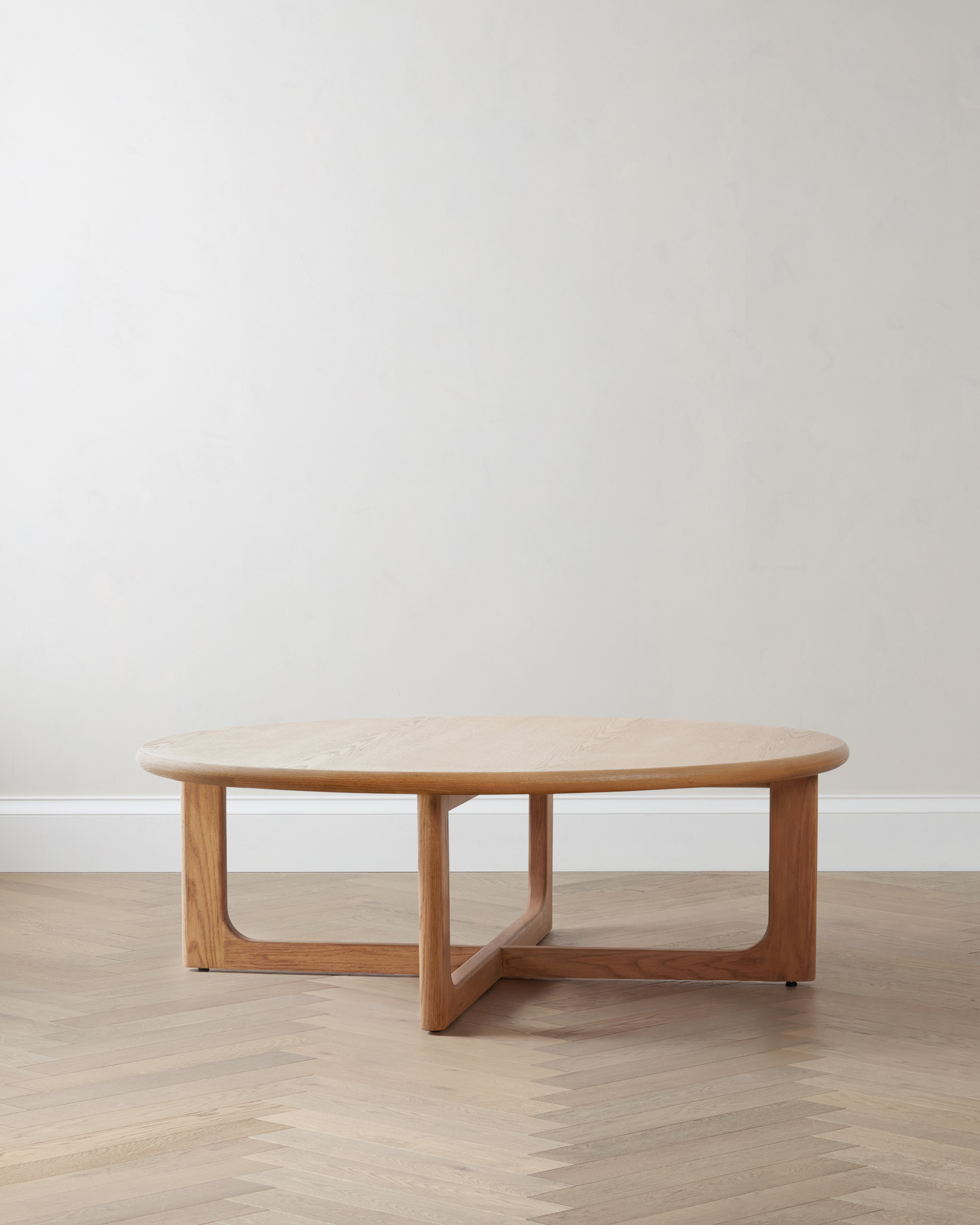 Solid Oak Round X-Base Coffee Table
