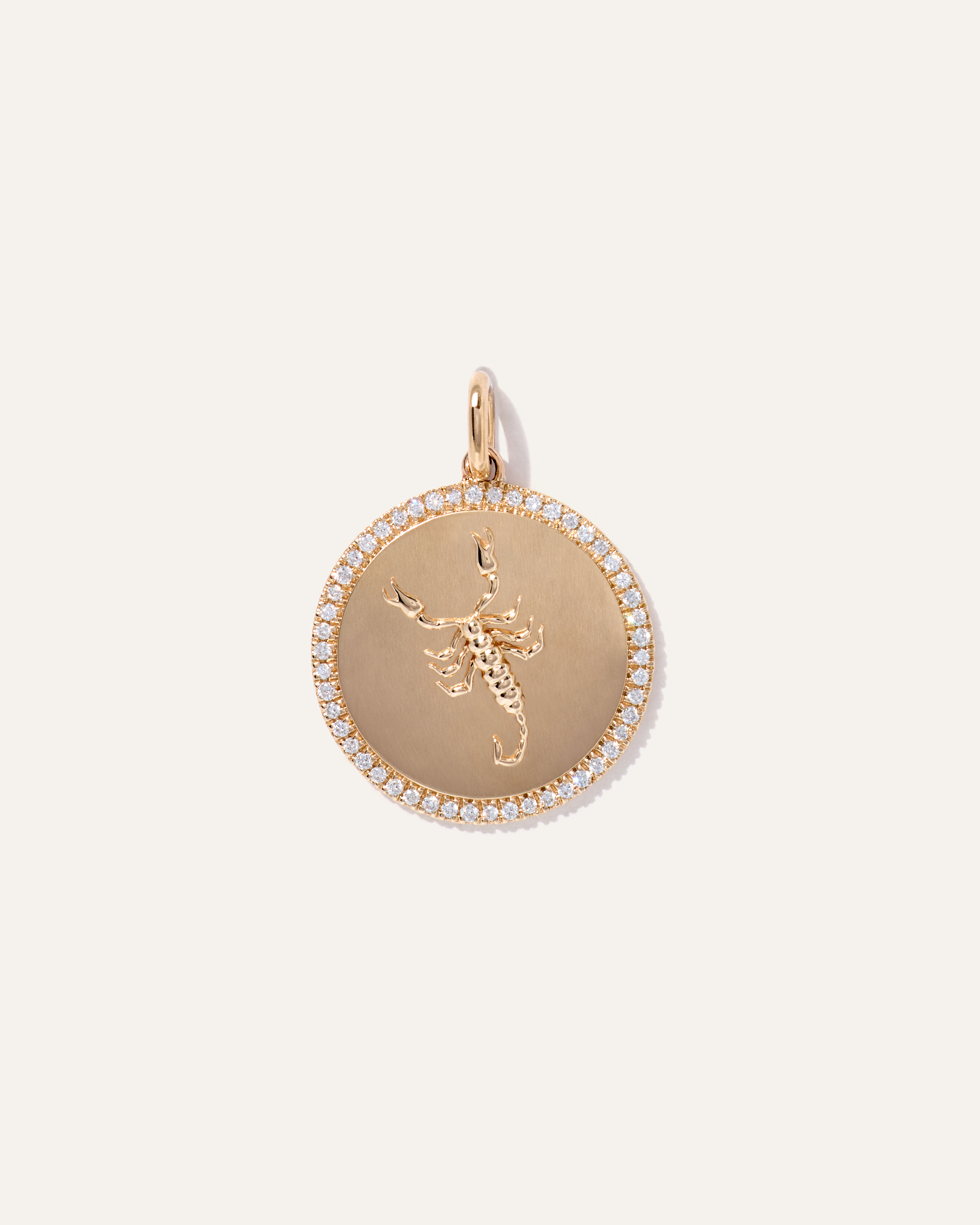 14K Gold Pave Zodiac Medallion Charm