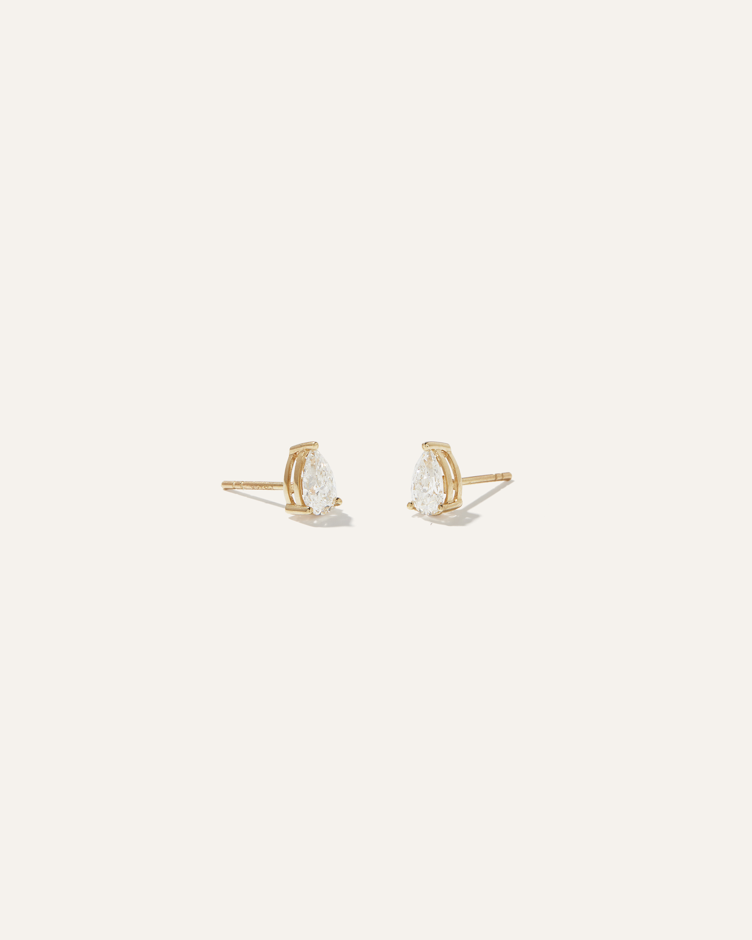 14k Gold Lab Grown Diamond Pear Solitaire Studs - 1ctw
