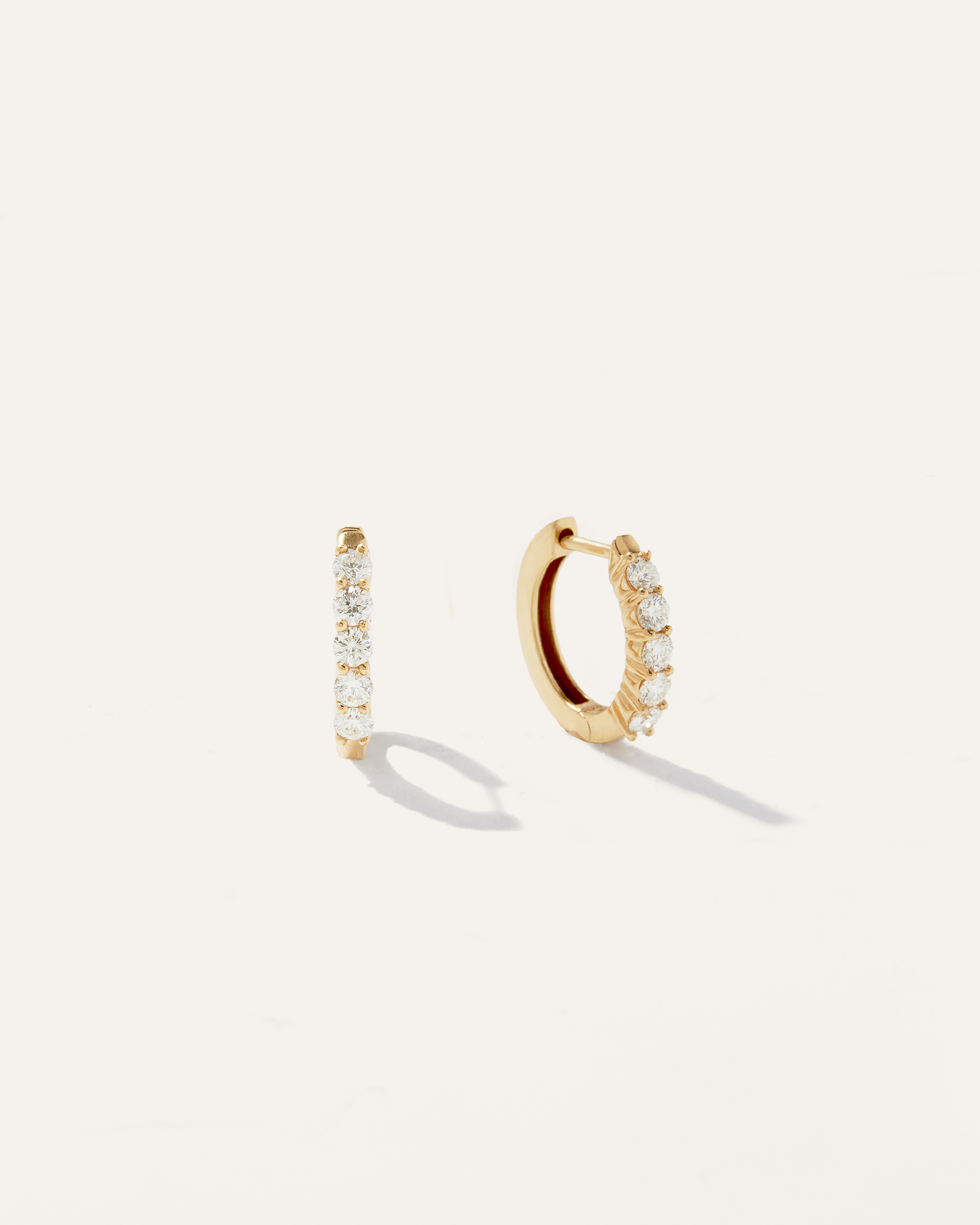 14K Gold Diamond Classic Huggie Hoops