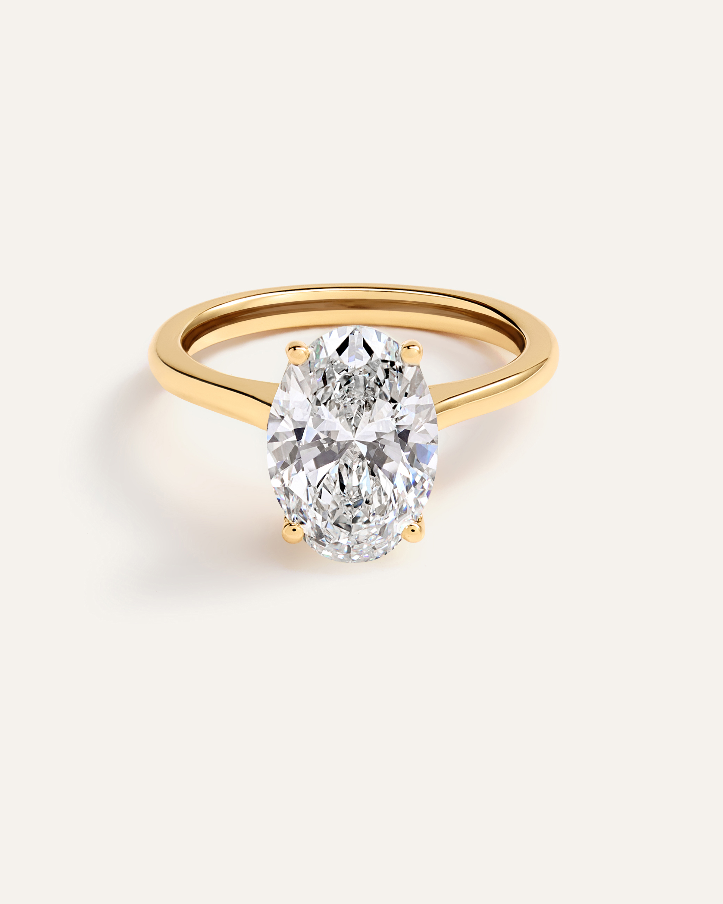 Lab Grown Diamond Oval Trellis Cathedral Engagement Ring - 3ct
