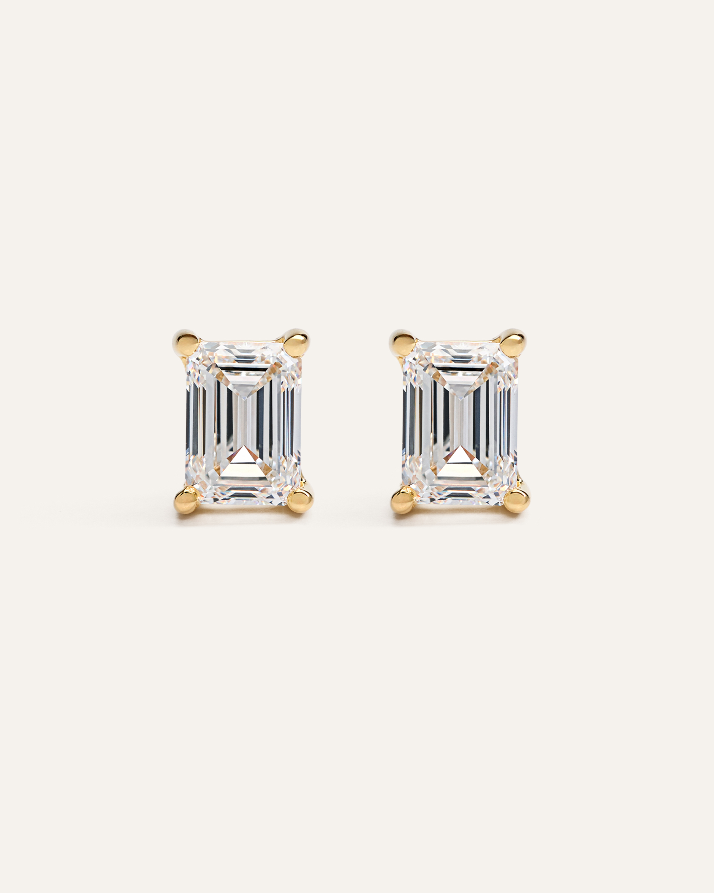 14K Gold Lab Grown Diamond Statement Emerald Studs - 6ctw