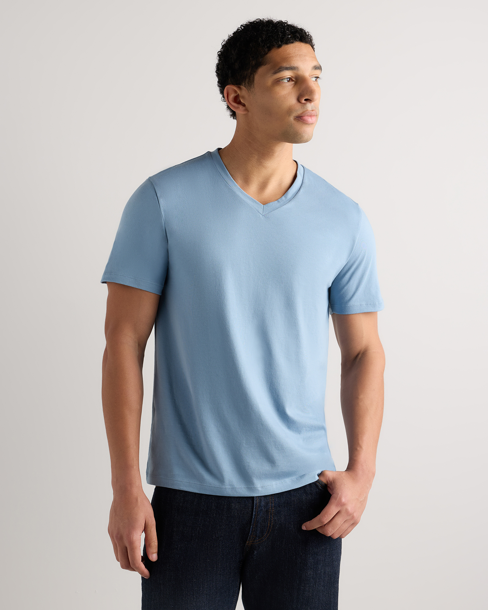 100% Pima Cotton Luxe Touch V-Neck Tee