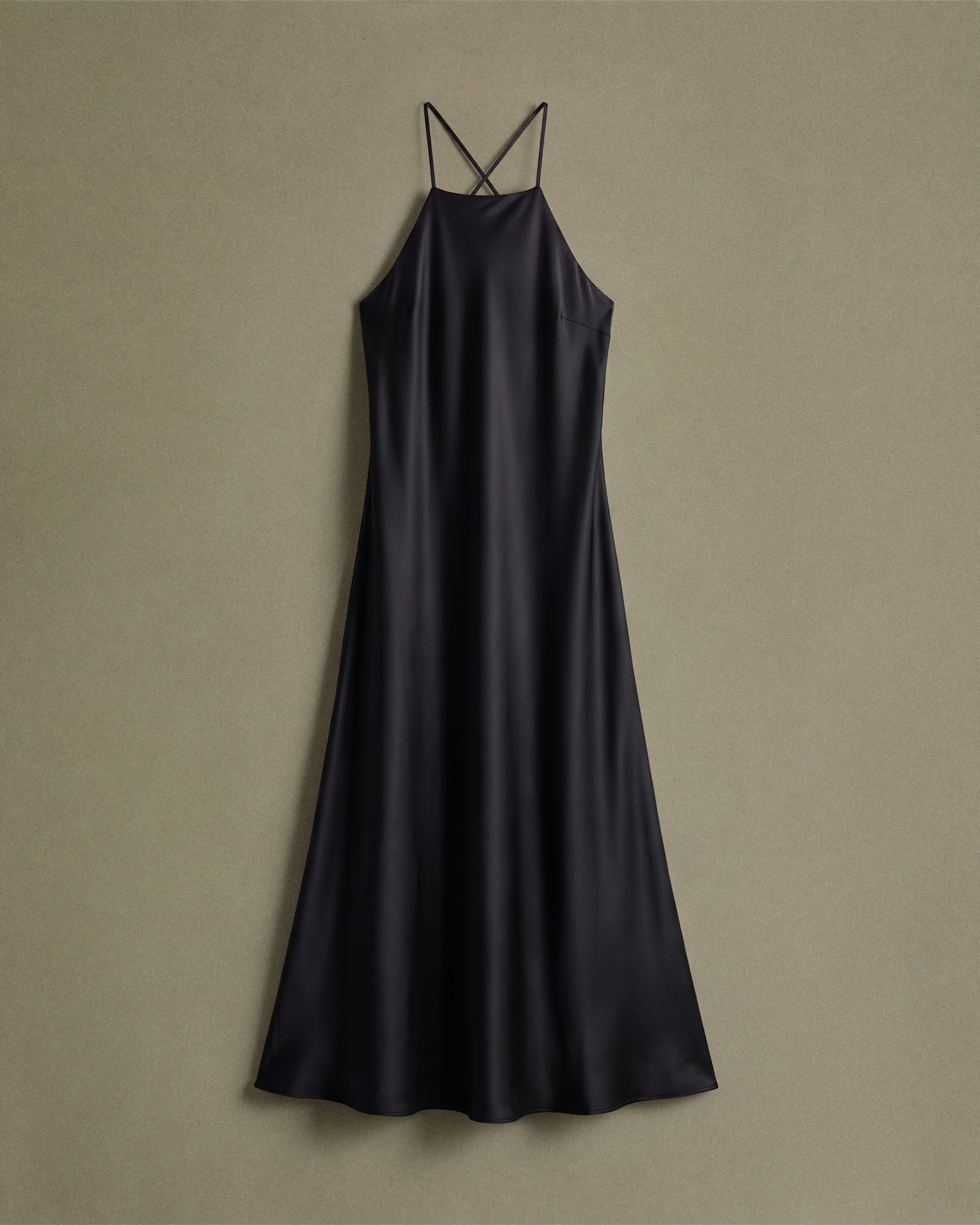 100% Washable Silk Halter Maxi Dress