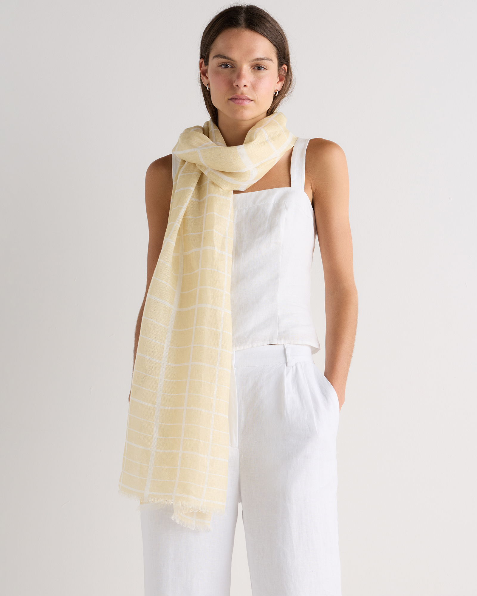 100% European Linen Printed Scarf