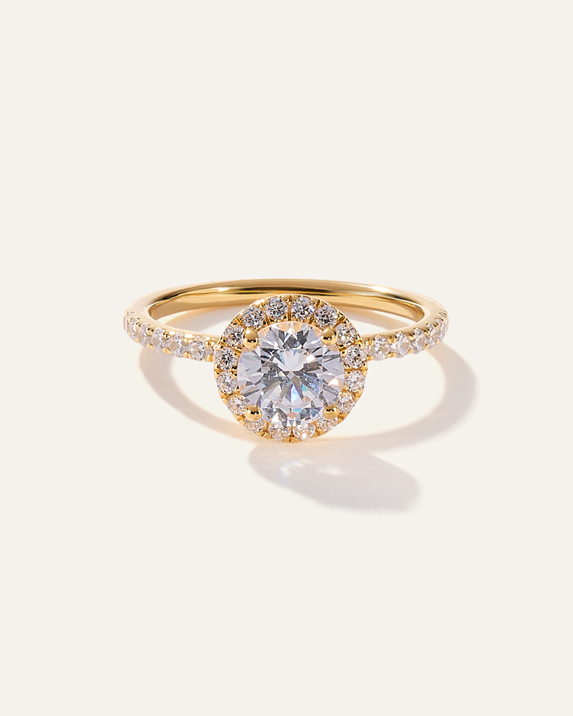 Lab Grown Diamond Round Halo Pave Engagement Ring - 1ct