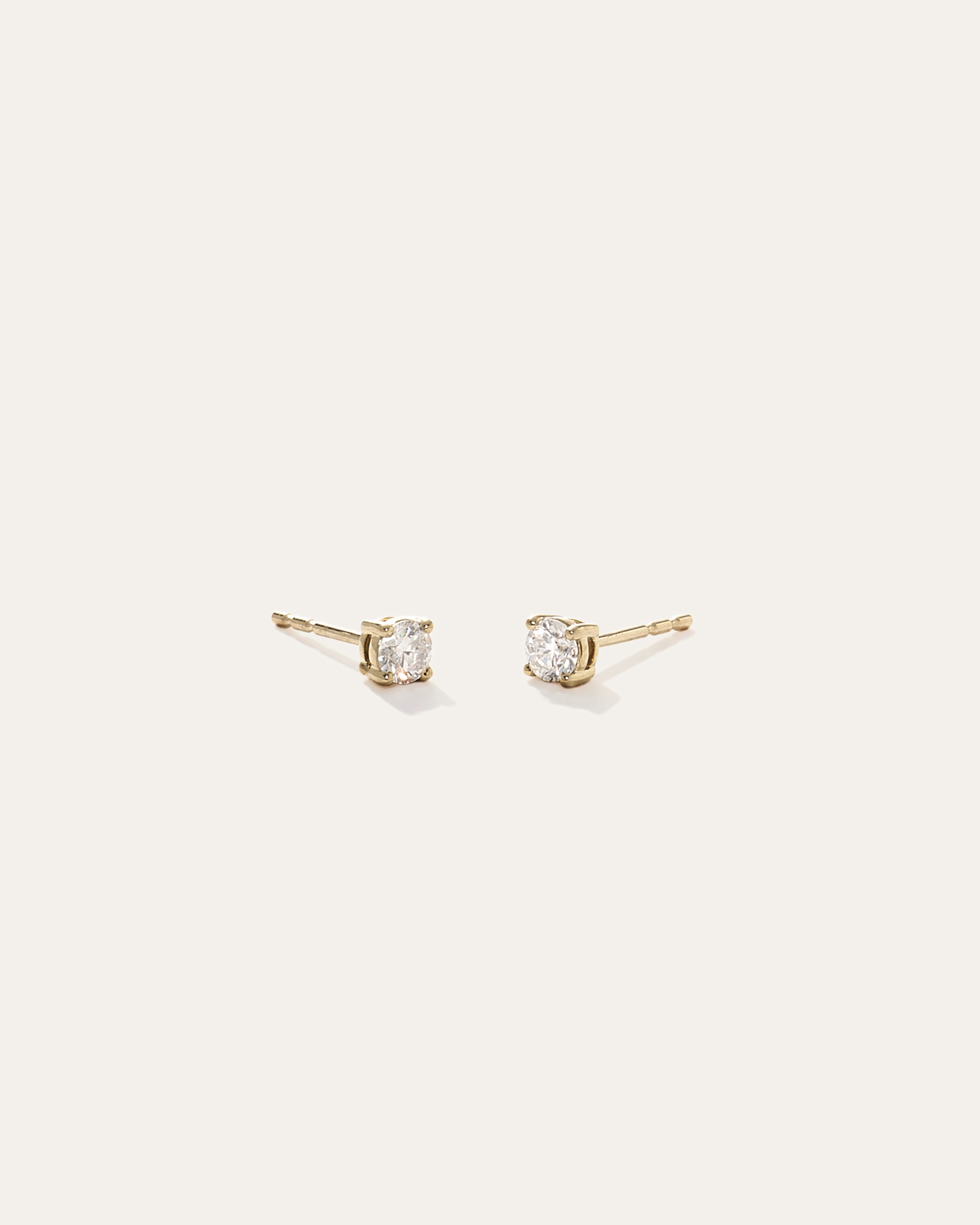 14k Gold Natural Diamond Solitaire Studs - 0.25ctw