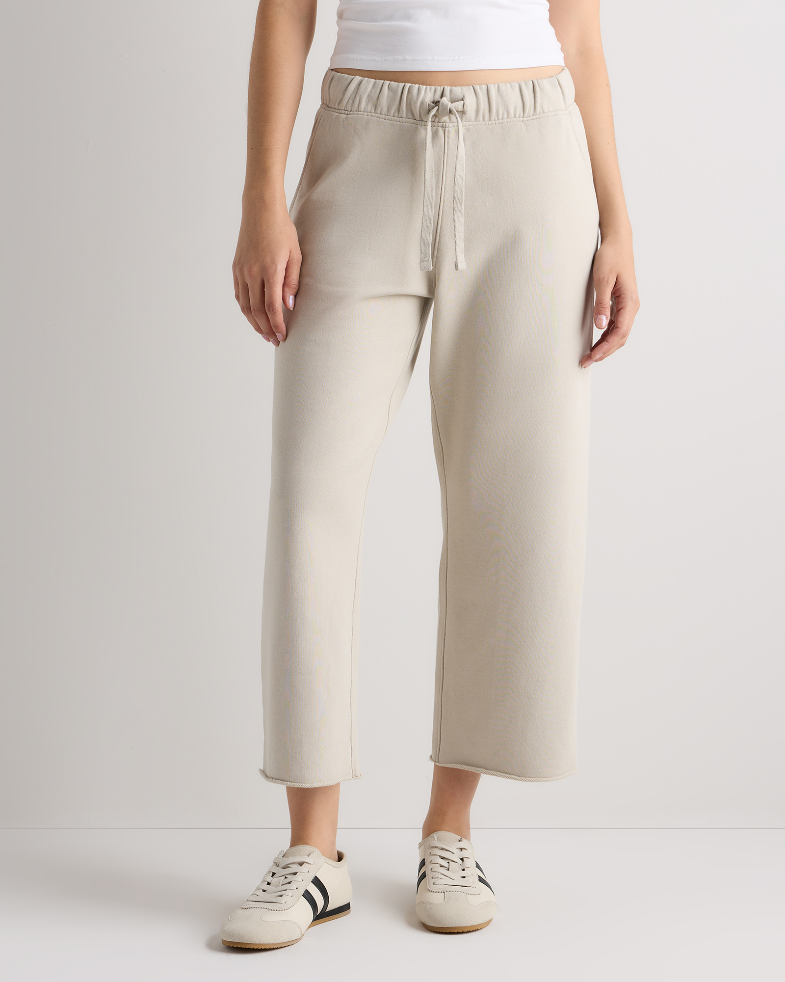 Organic French Terry Cropped Wide Leg Pants