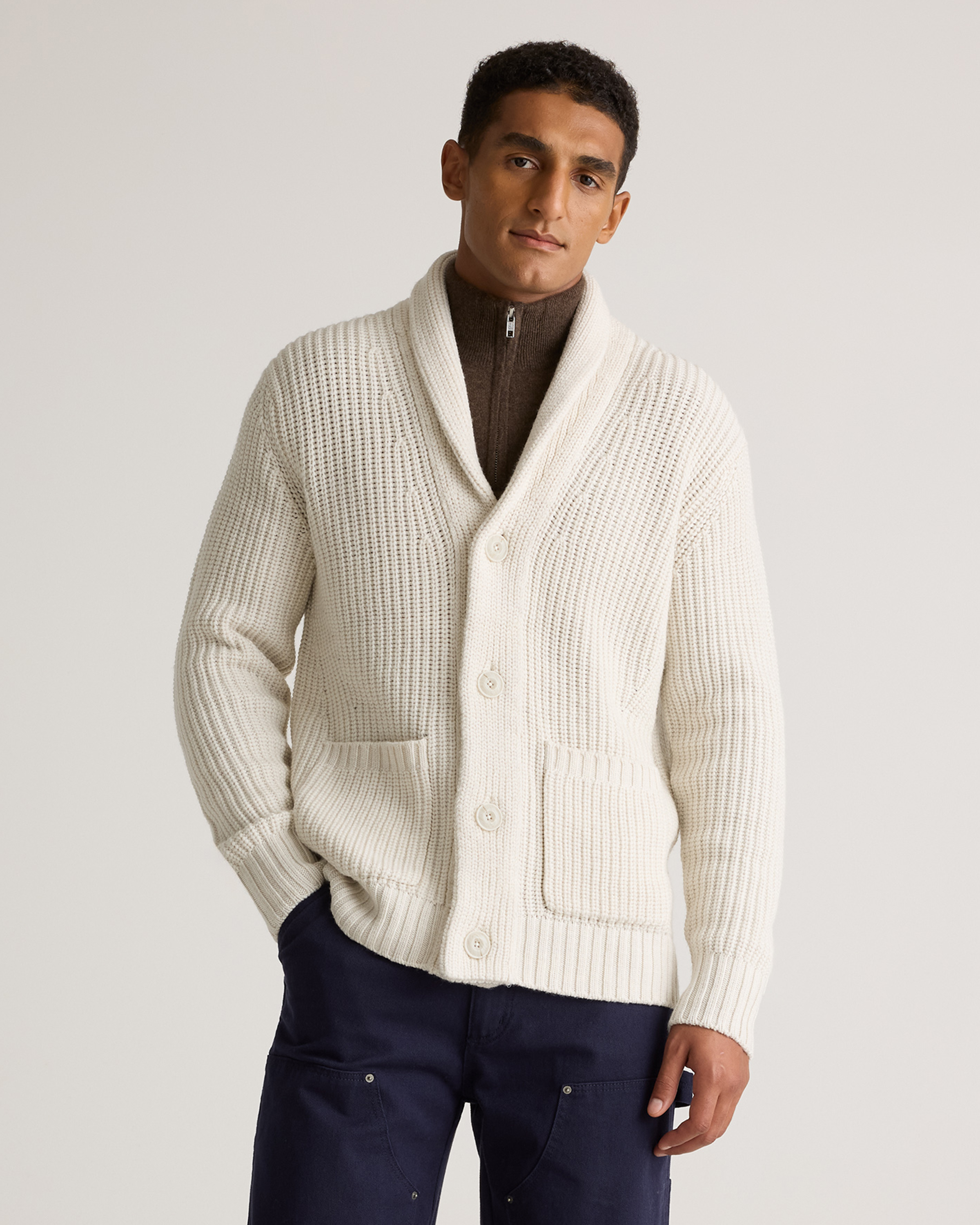 Australian Merino Wool Shawl Collar Cardigan