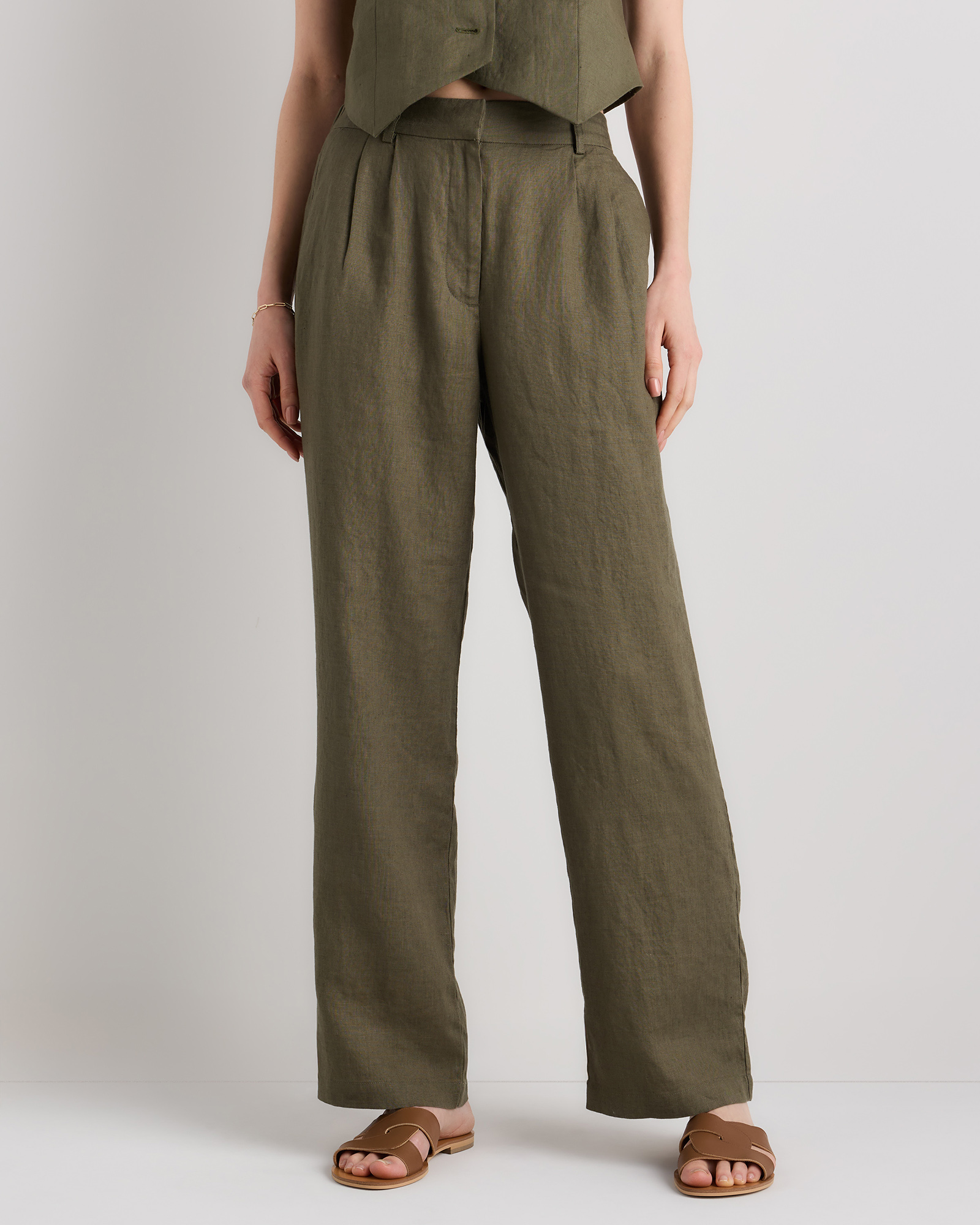 100% European Linen Pleated Trouser