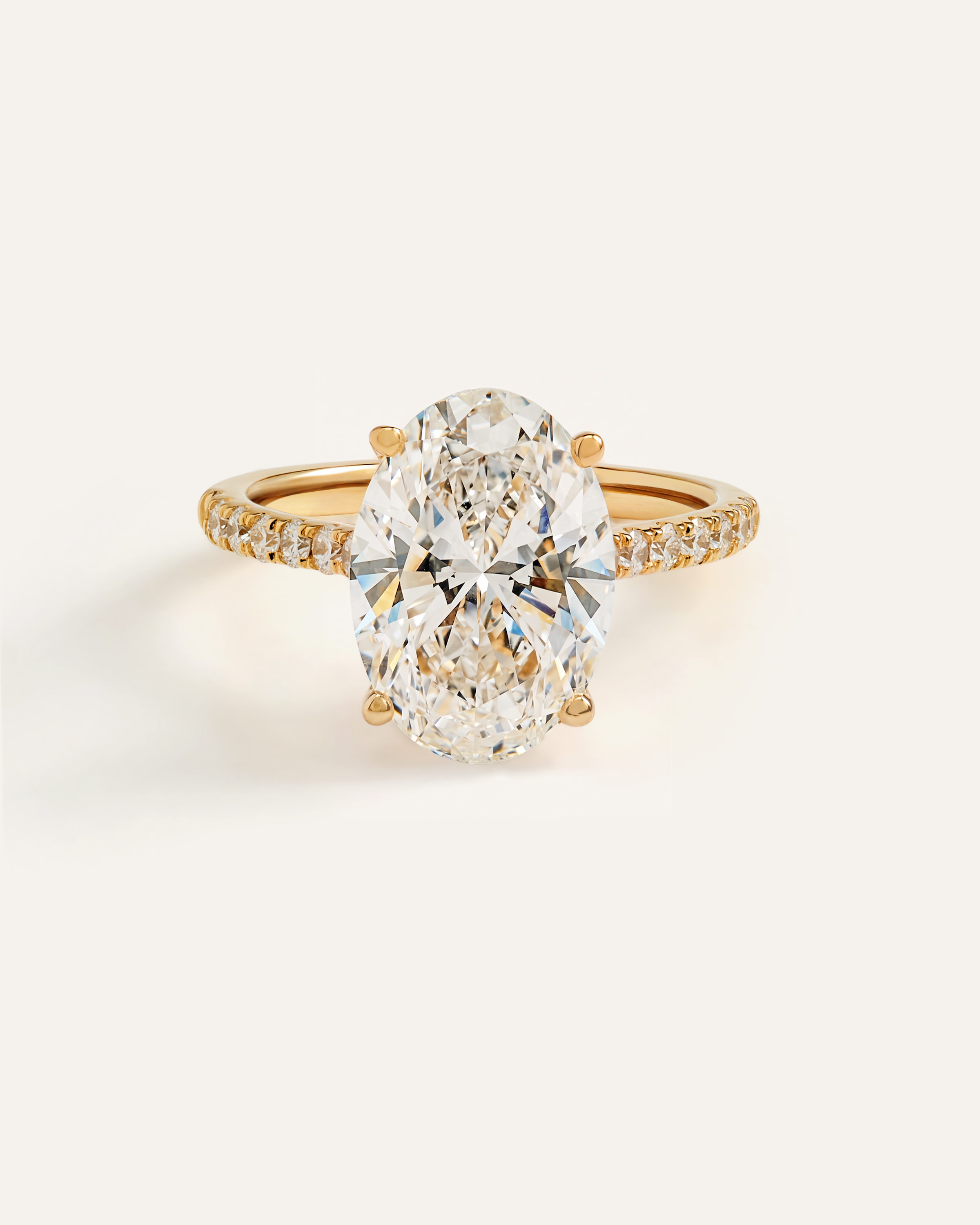 Lab Grown Diamond Oval Pave Trellis Cathedral Engagement Ring - 5ct