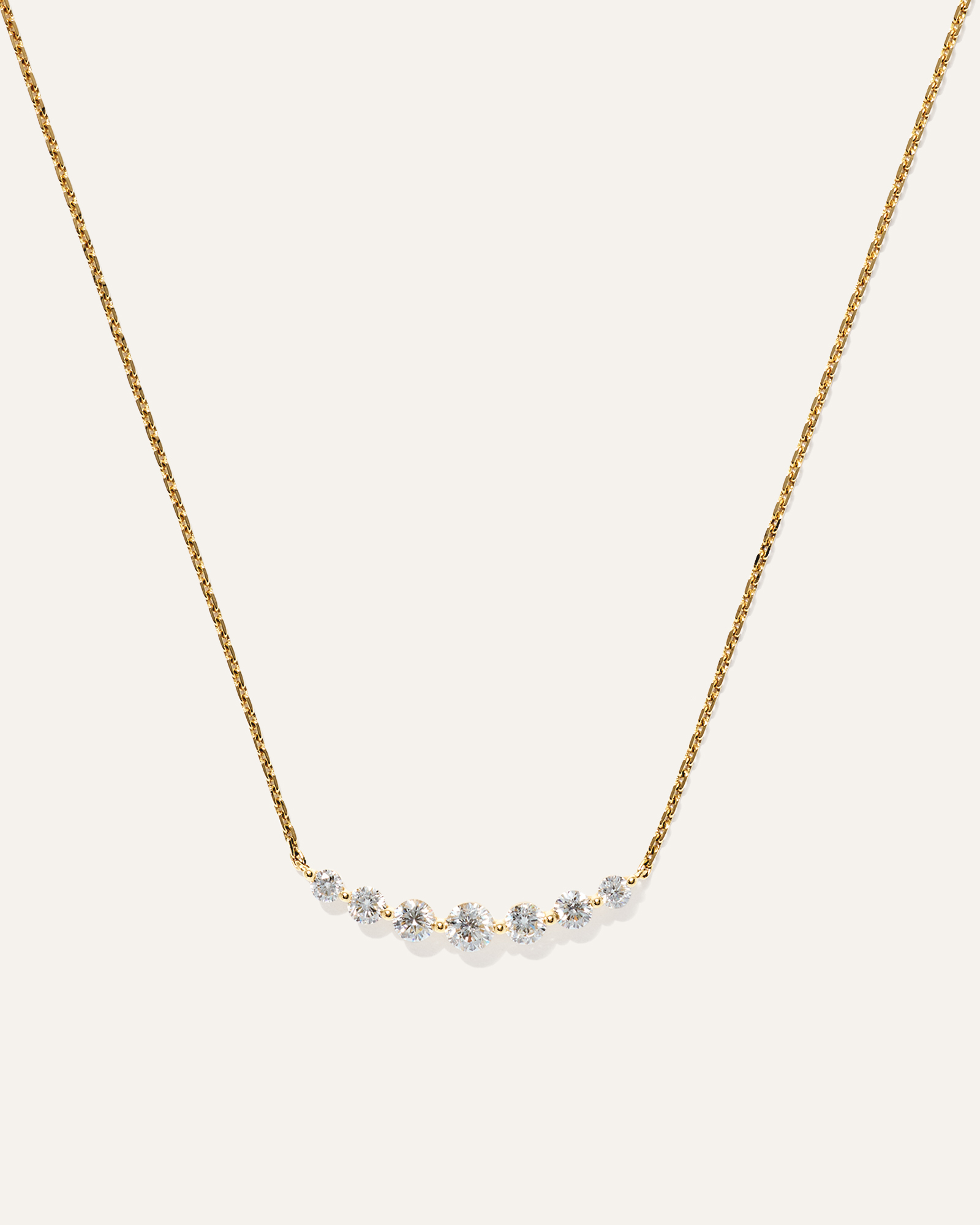 14K Gold Lab Grown Diamond Graduated Bar Necklace