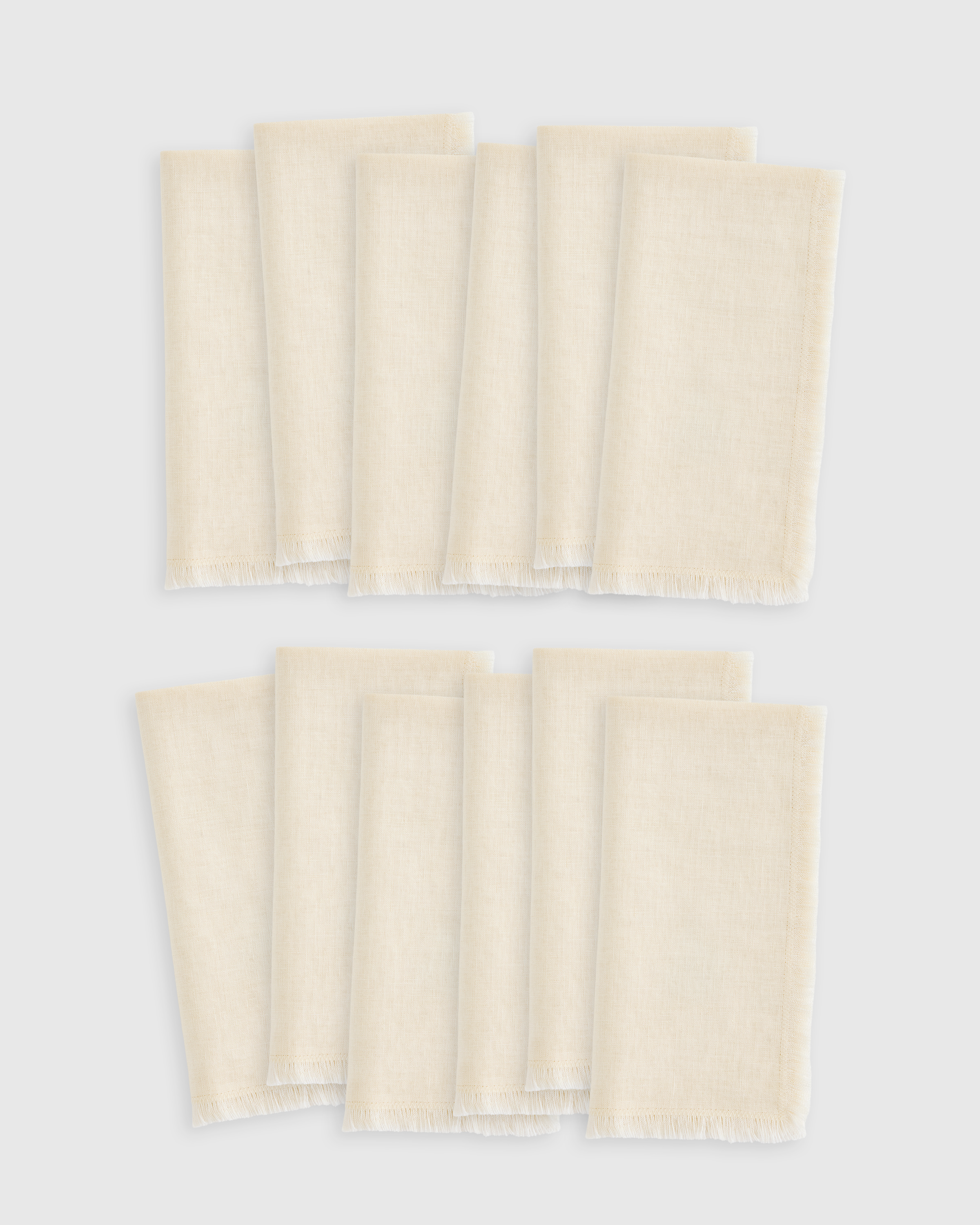 European Linen Fringe Napkins, Set of 12