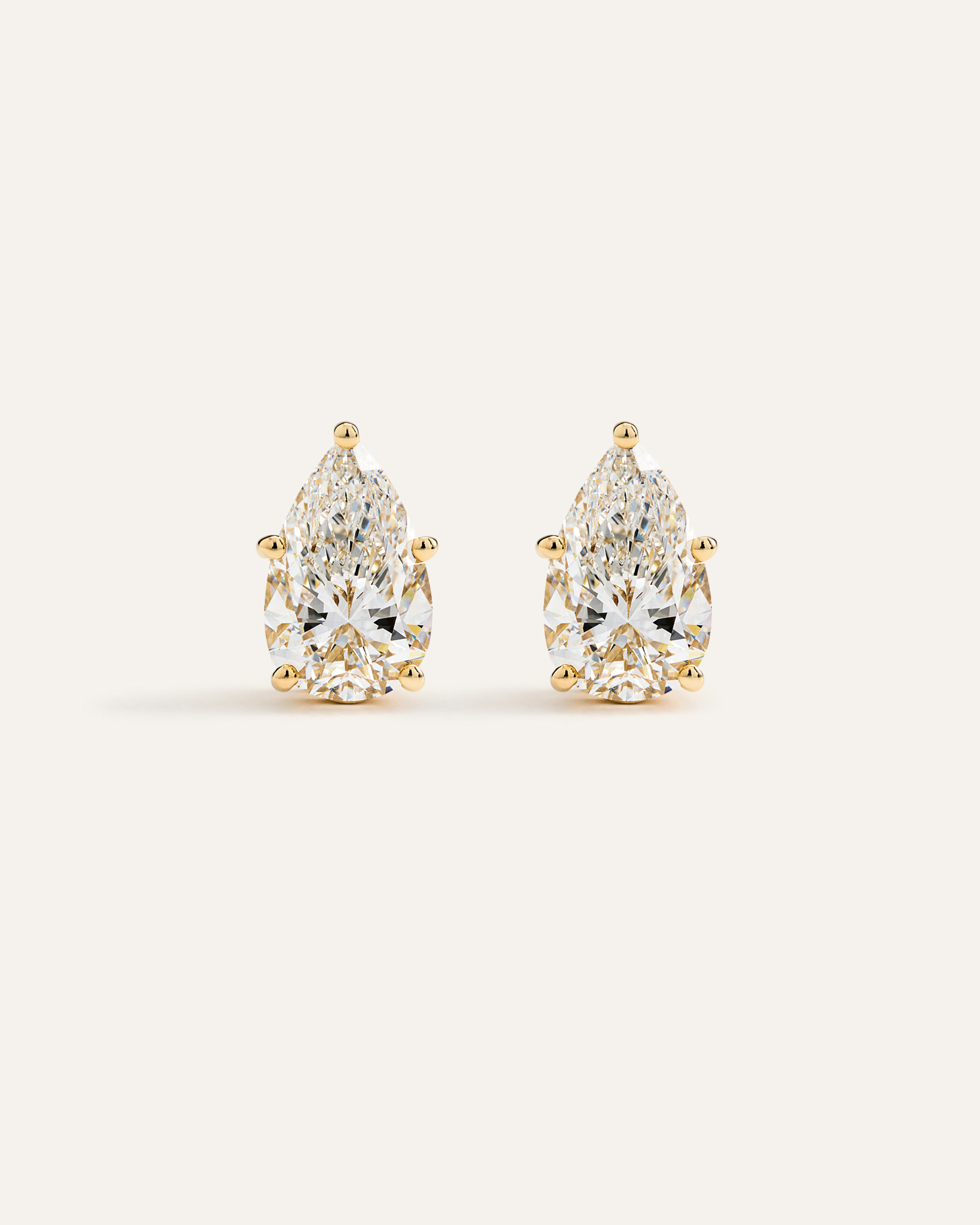 14K Gold Lab Grown Diamond Statement Pear Studs - 8ctw