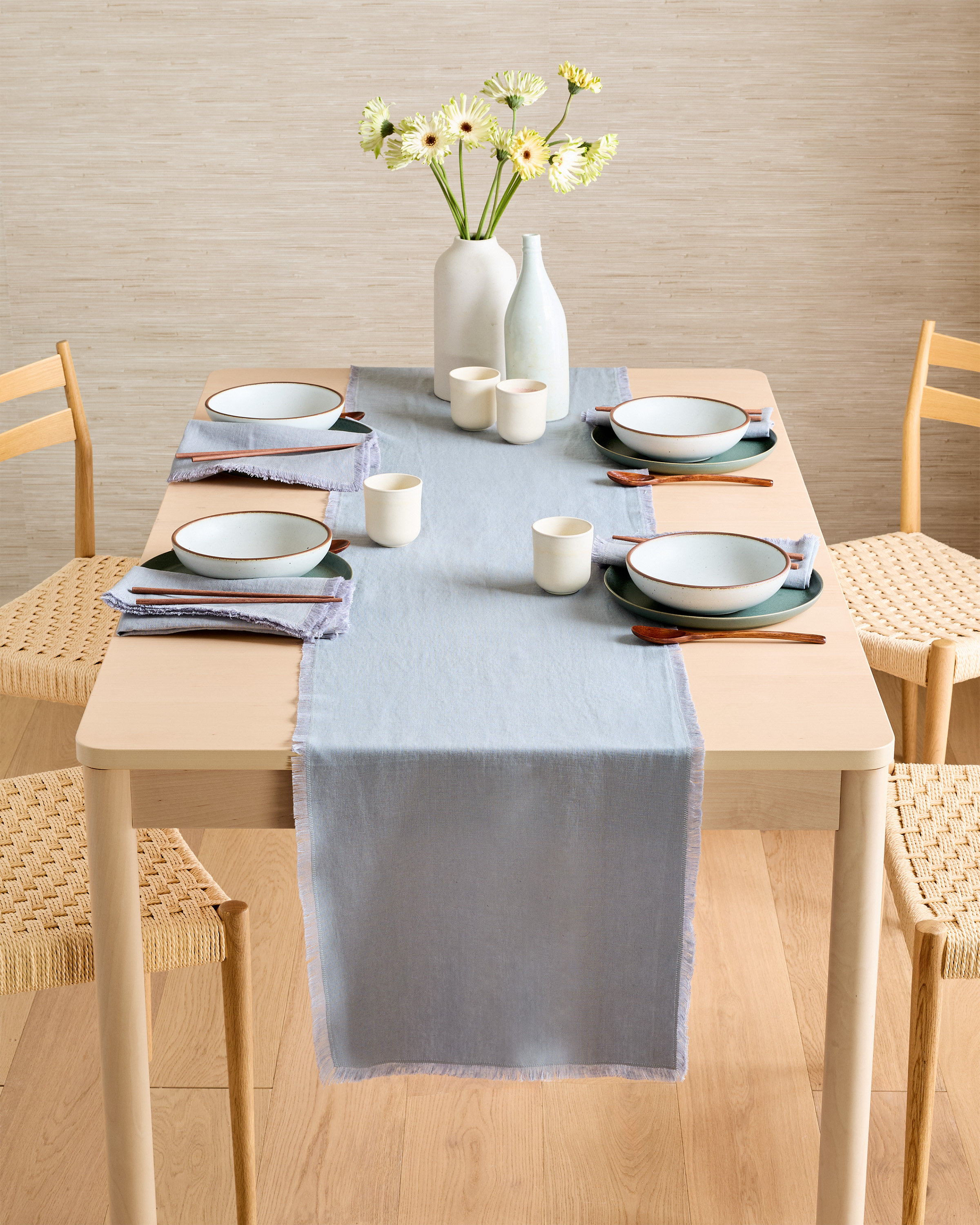 European Linen Fringe Table Runner