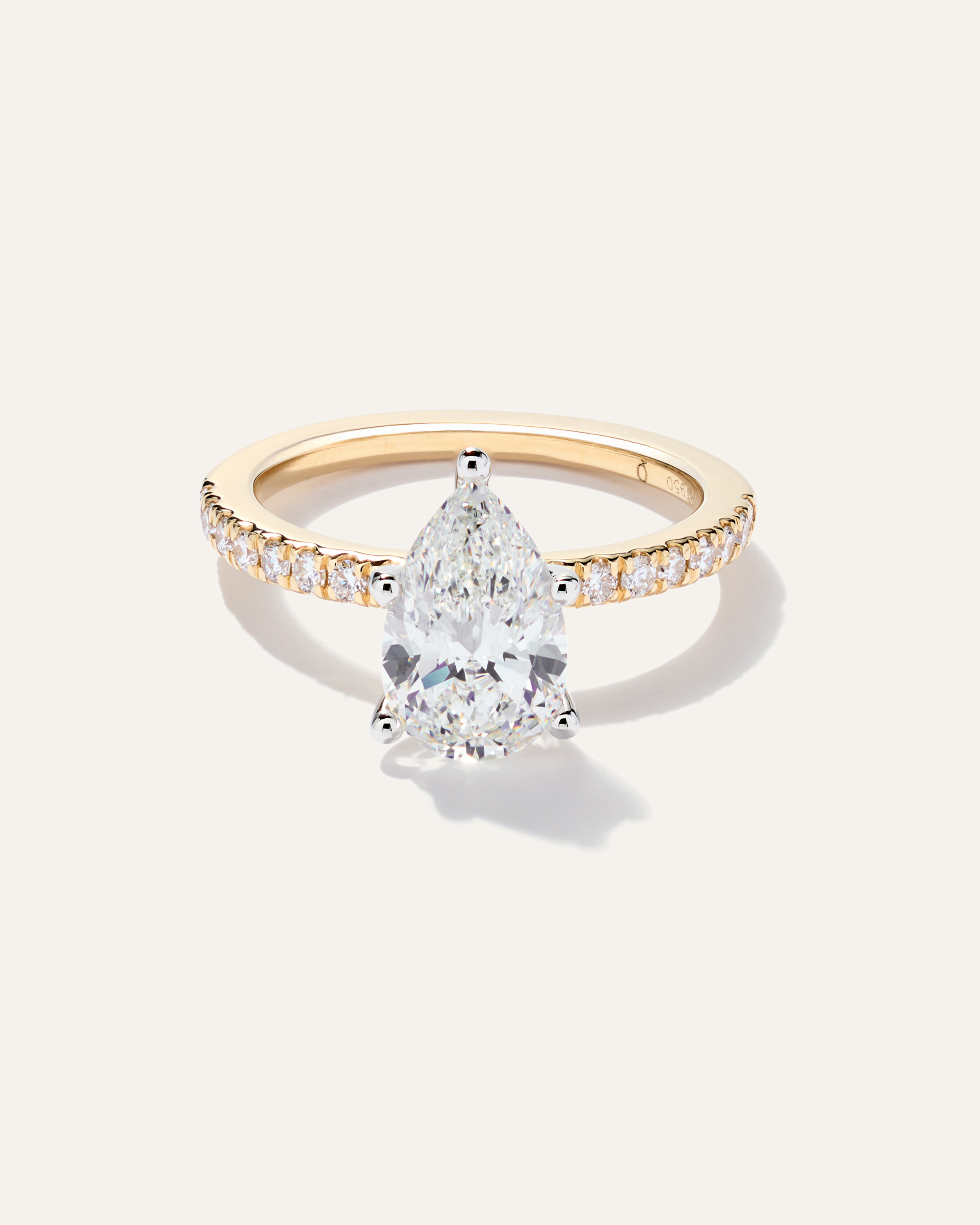 Lab Grown Diamond Pear Petite Pave Engagement Ring - 2ct