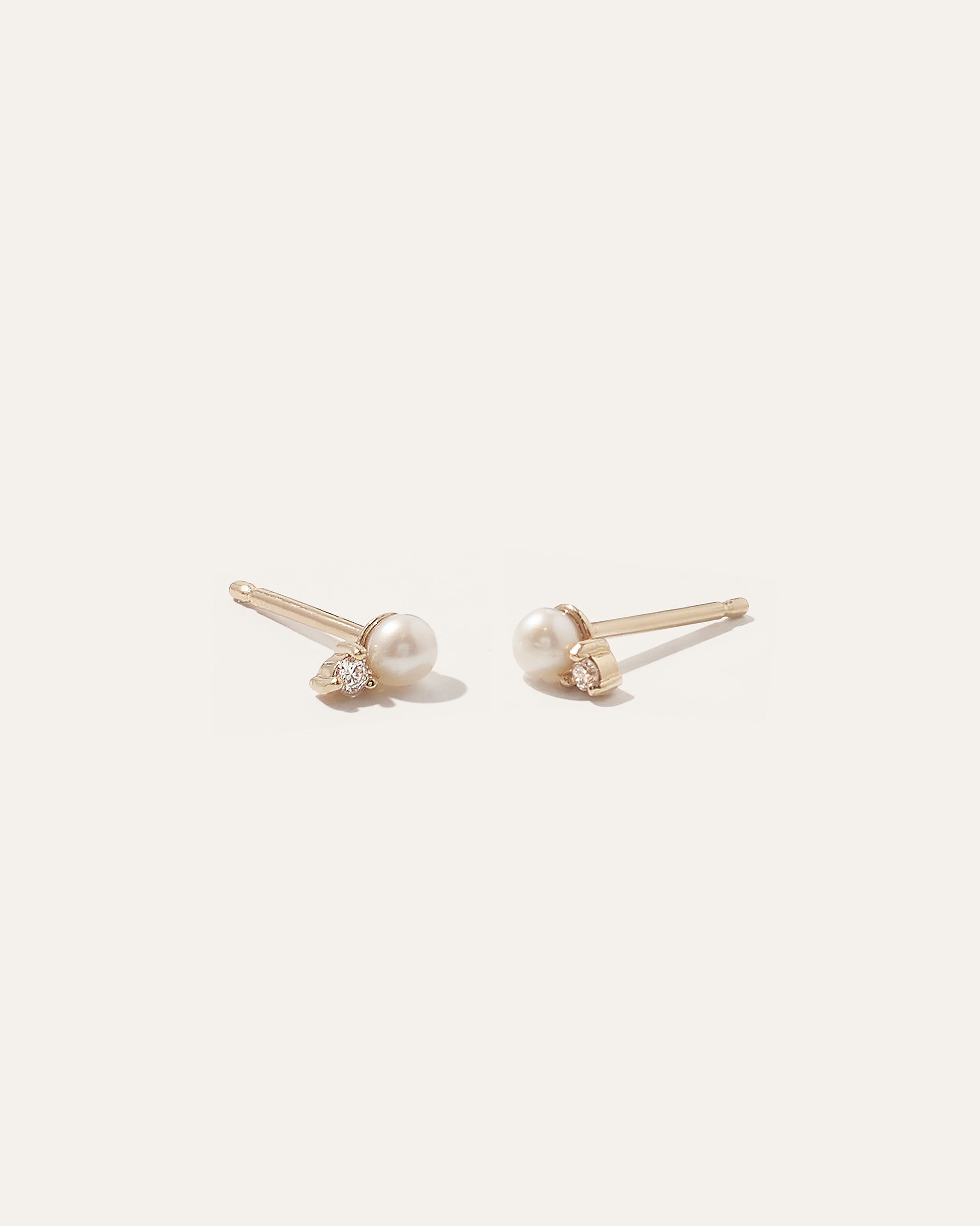14K Gold Pearl and Diamond Petite Odette Studs