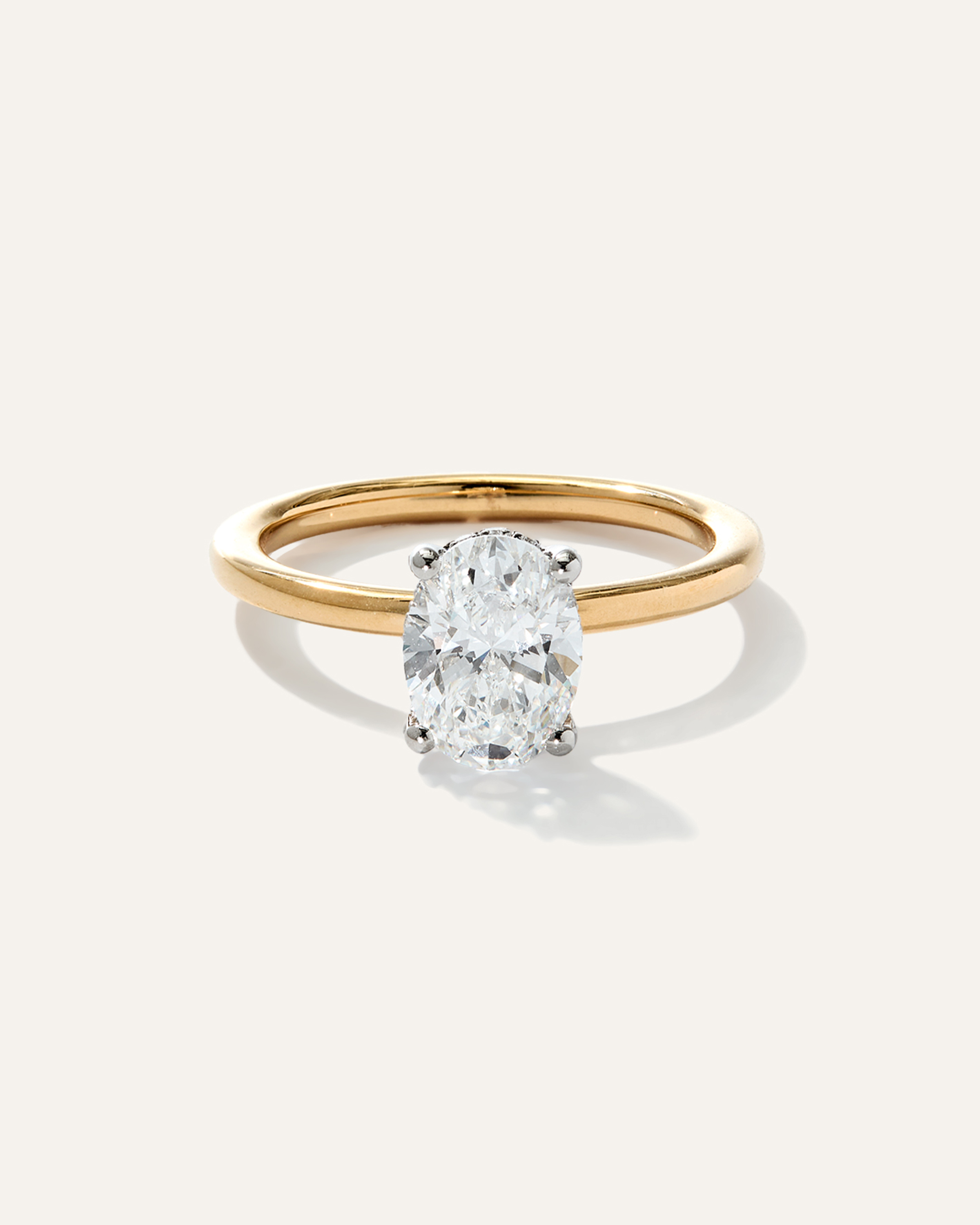 Lab Grown Diamond Oval Petite Hidden Halo Engagement Ring - 1.5ct