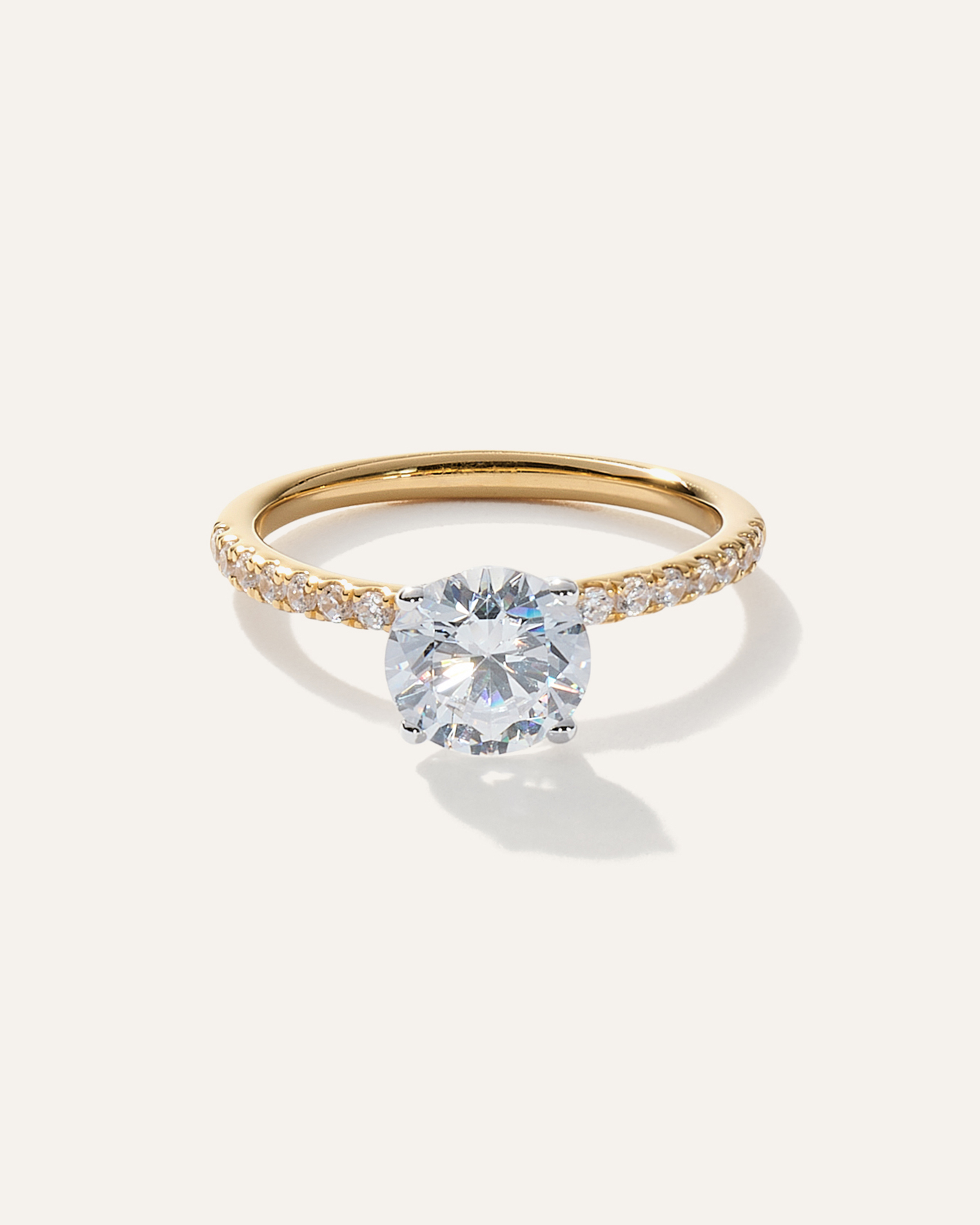 Lab Grown Diamond Round Petite Pave Engagement Ring - 1.50ct