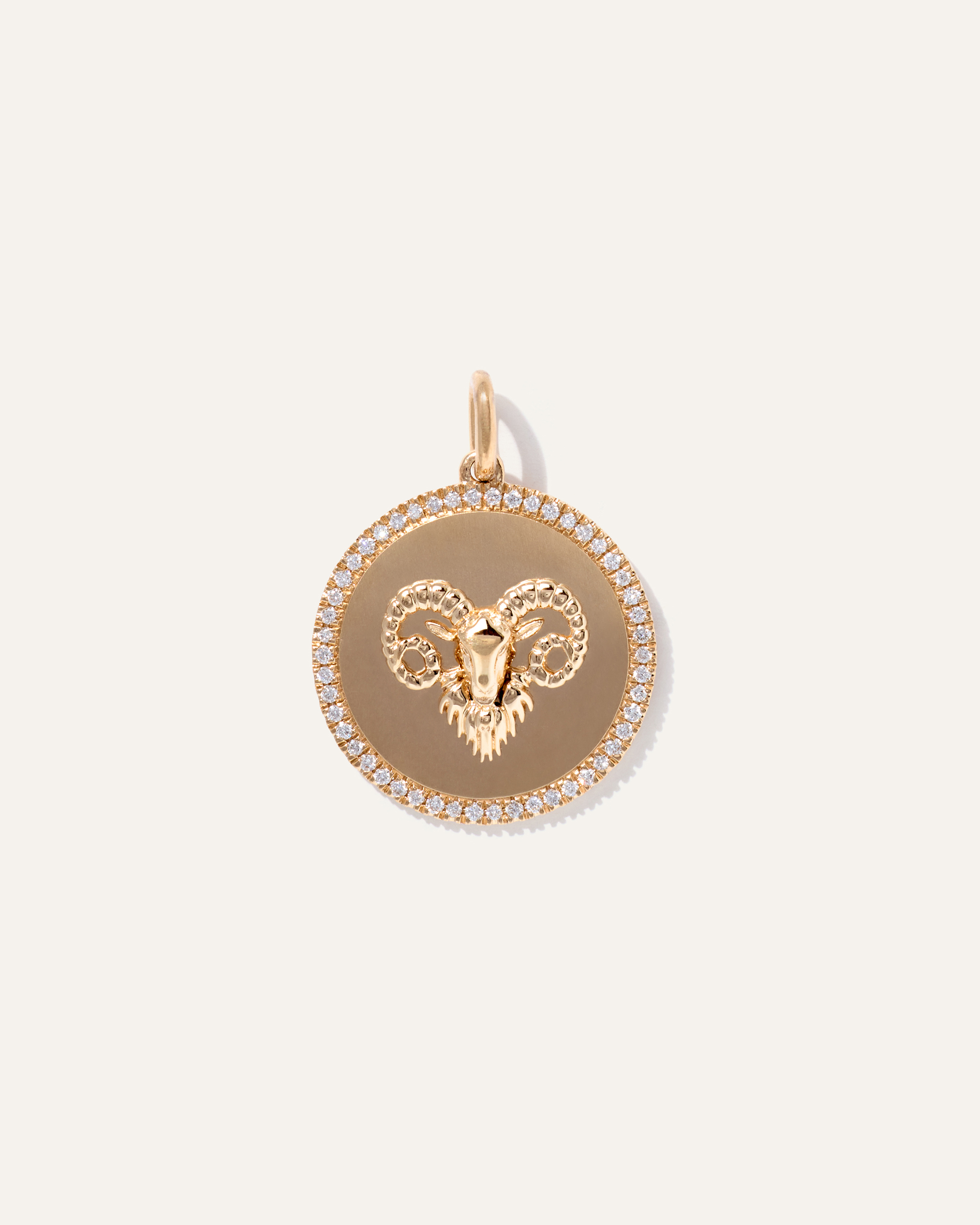 14K Gold Pave Zodiac Medallion Charm