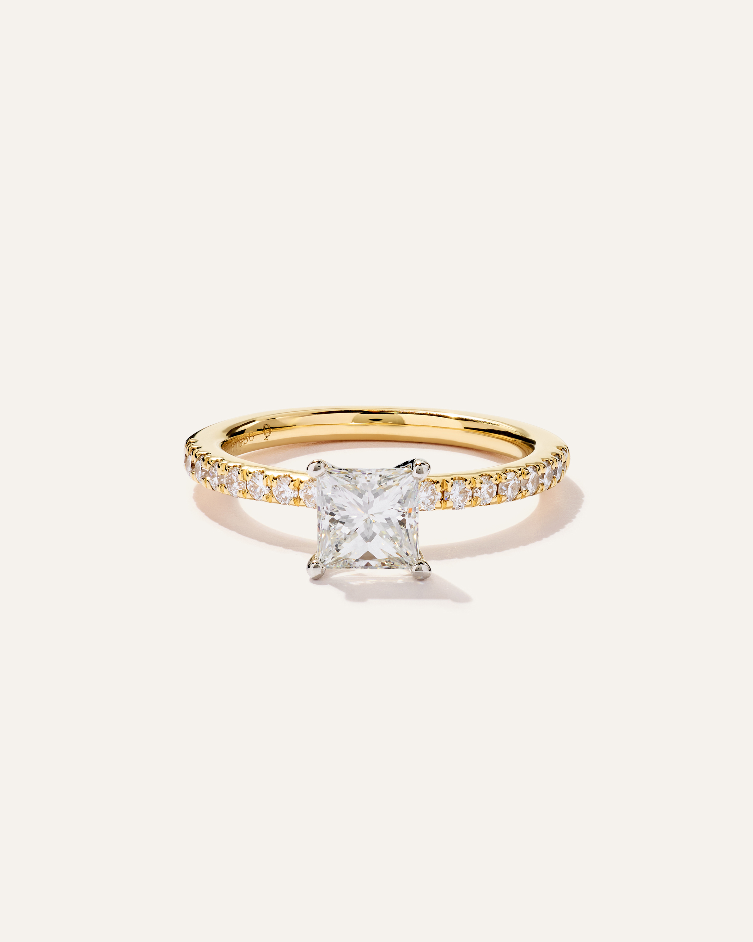 Lab Grown Diamond Princess Petite Pave Engagement Ring - 1ct