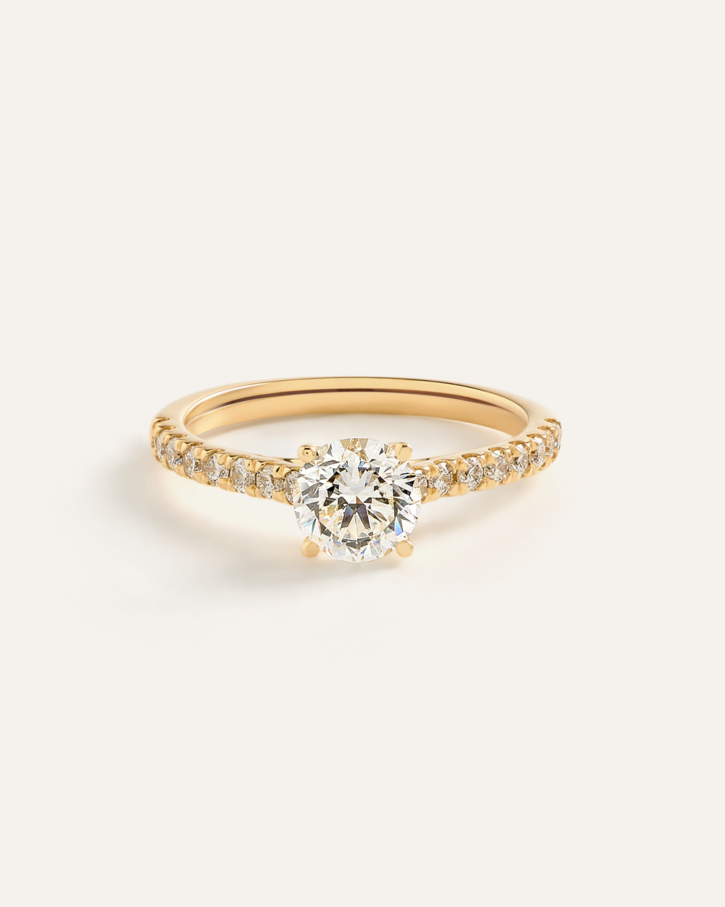 Lab Grown Diamond Round Pave Trellis Cathedral Engagement Ring - 1ct
