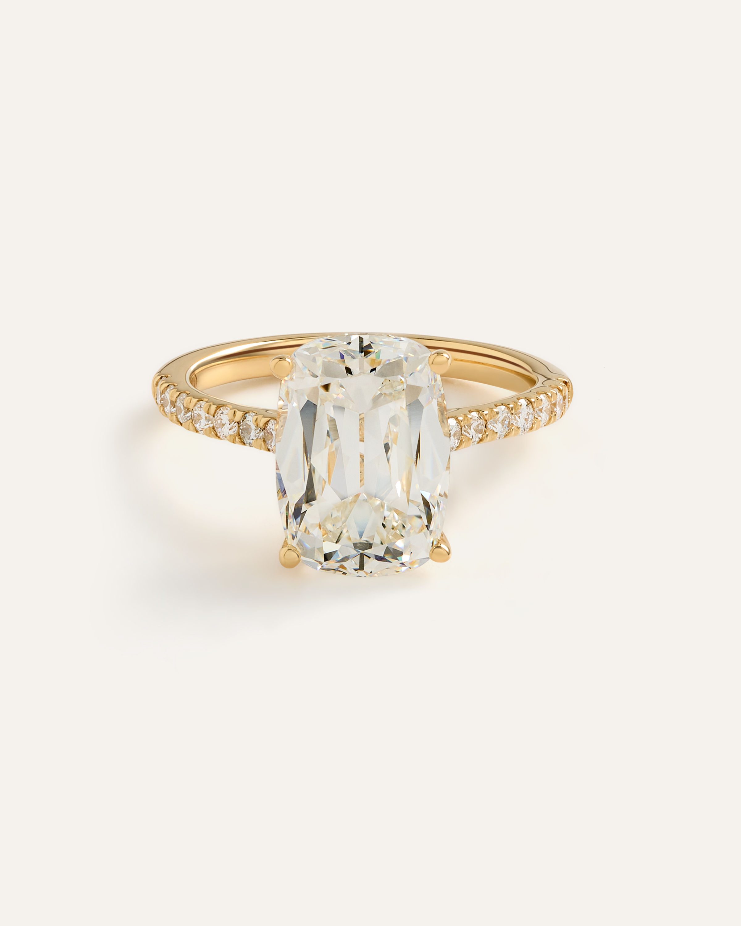 Lab Grown Diamond Antique Cushion Pave Trellis Cathedral Engagement Ring - 5ct