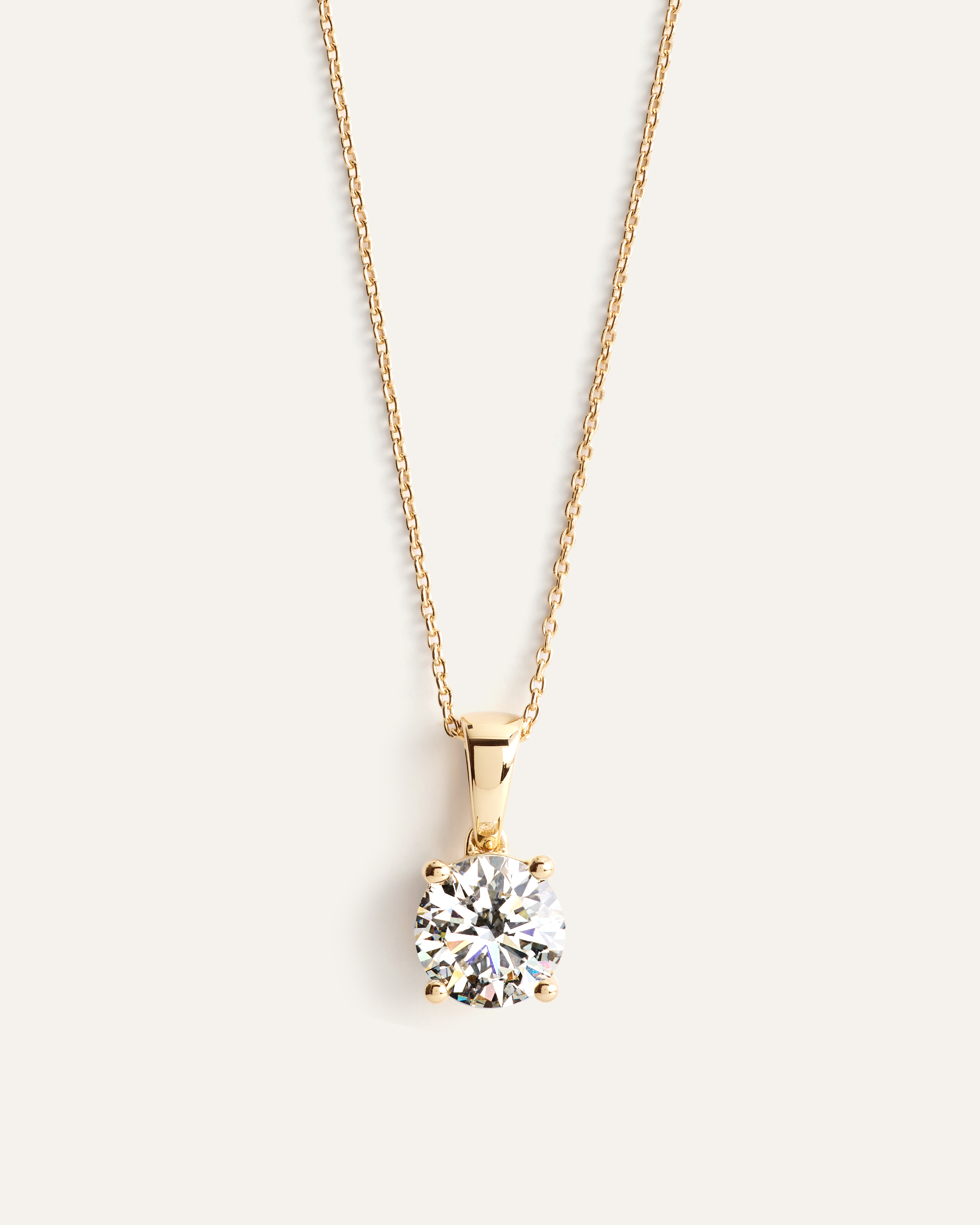 14K Gold Lab Grown Diamond Solitaire Pendant - 2ct