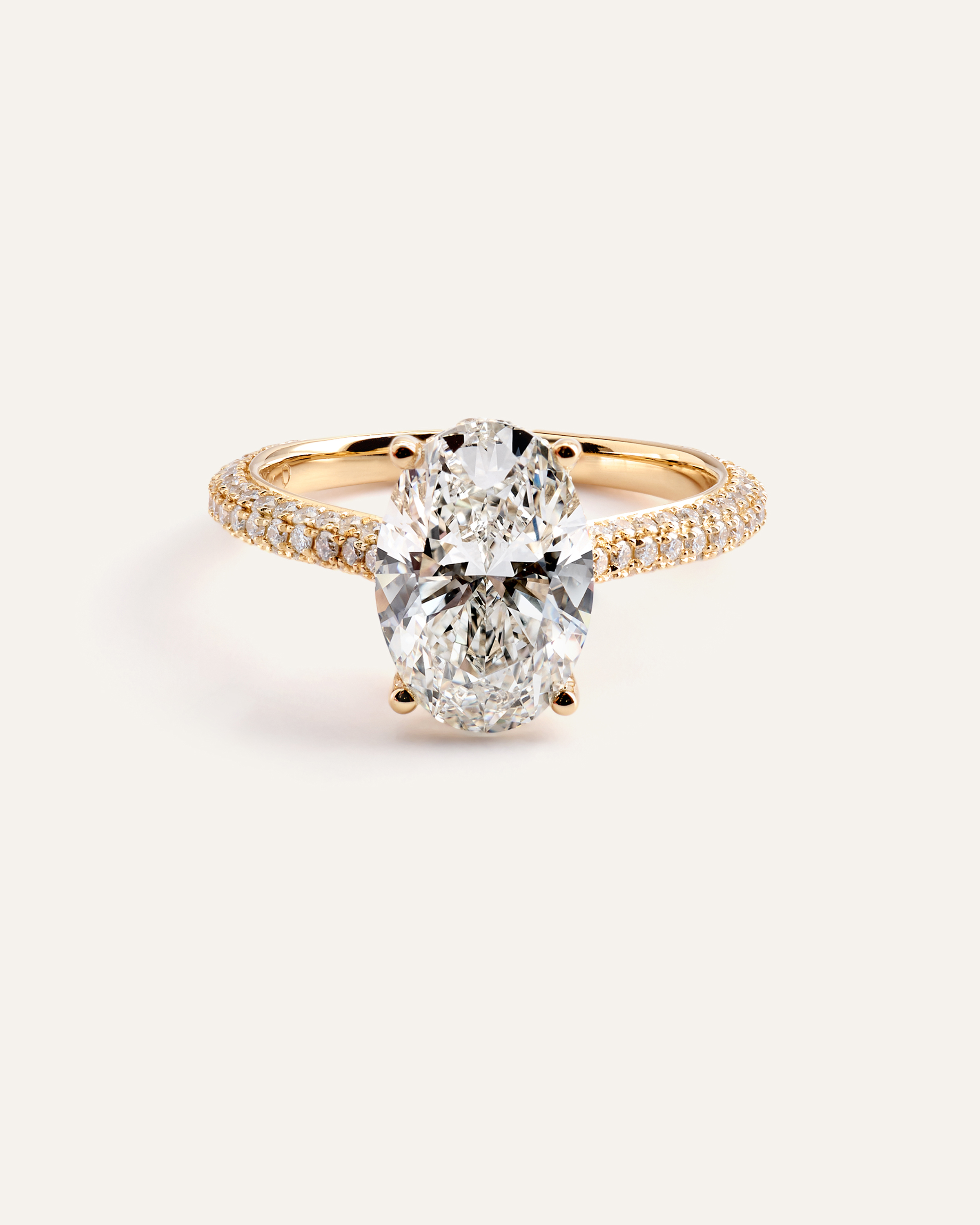 Lab Grown Diamond Oval Pave Cathedral Engagement Ring - 3ct