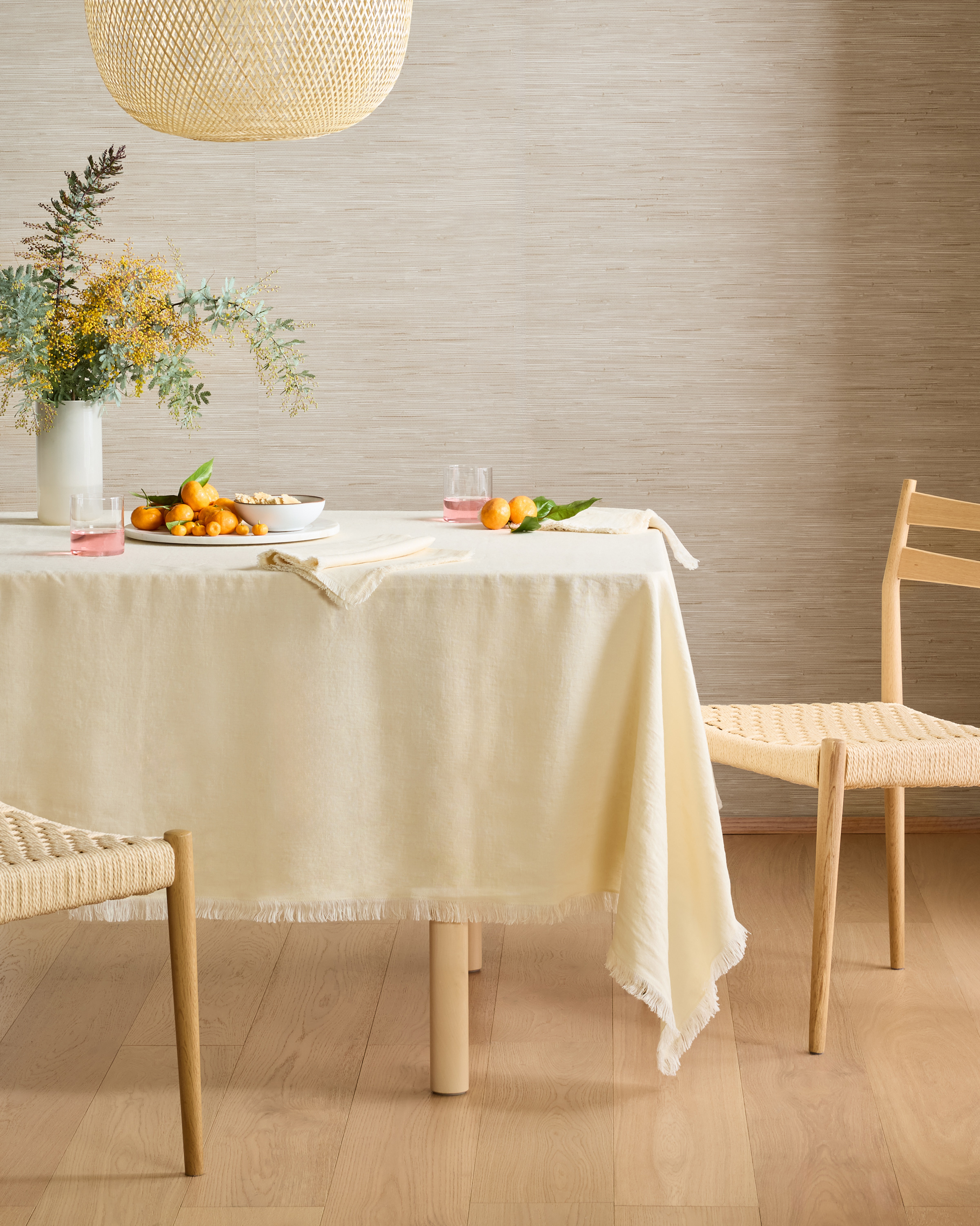 European Linen Fringe Tablecloth