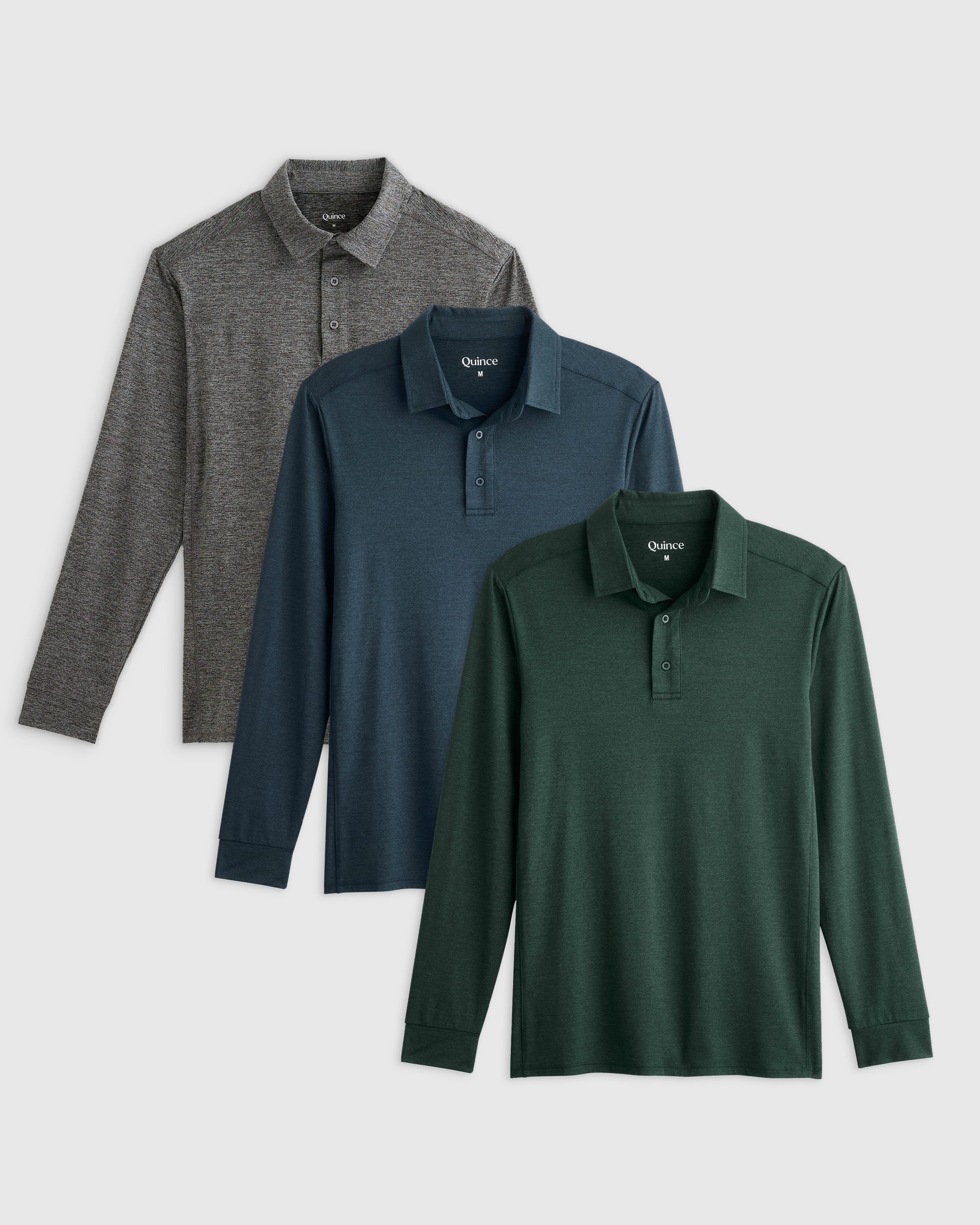 Flowknit Breeze Performance Long Sleeve Polo 3 Pack Bundle
