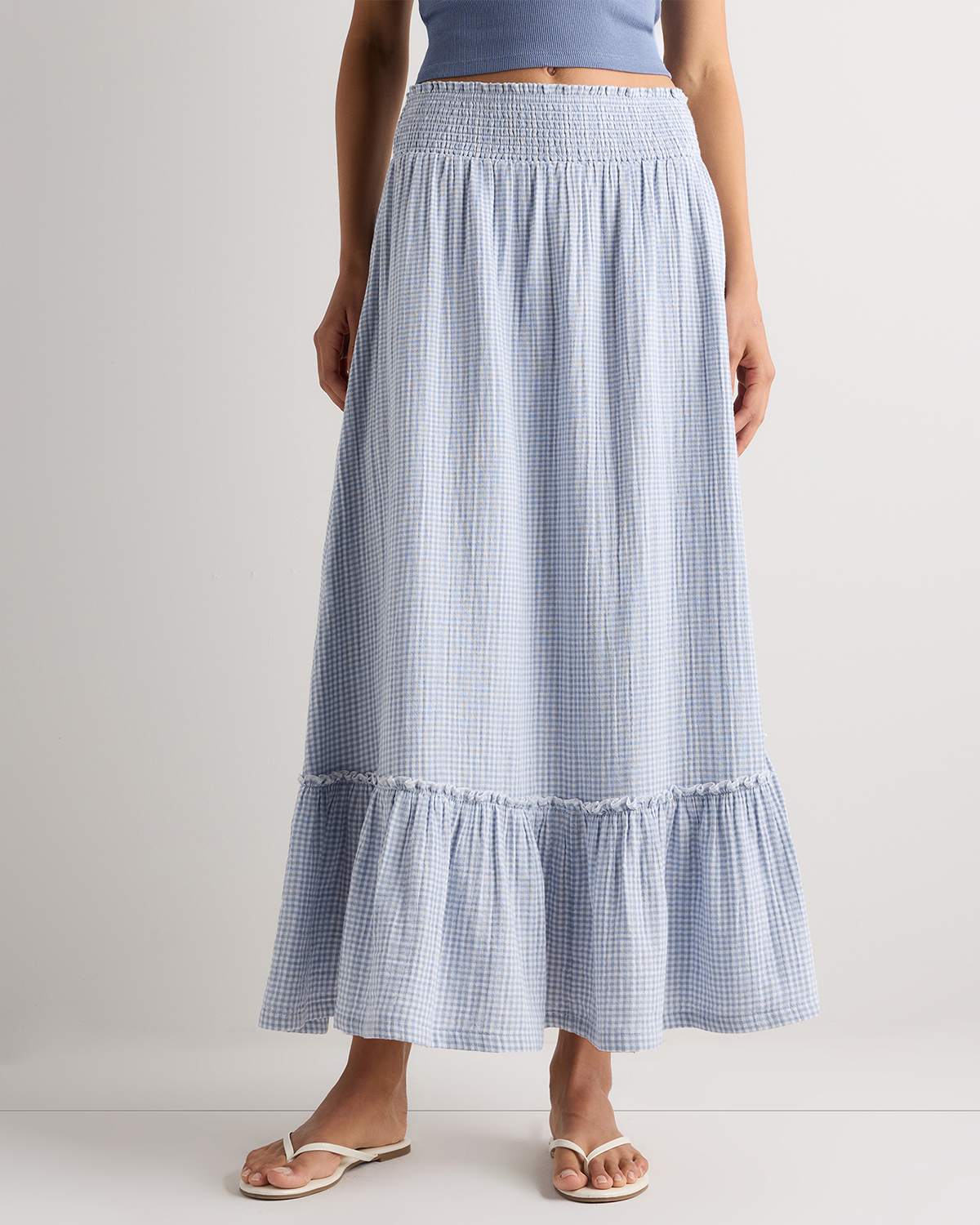 100% Organic Cotton Gauze Smocked Maxi Skirt