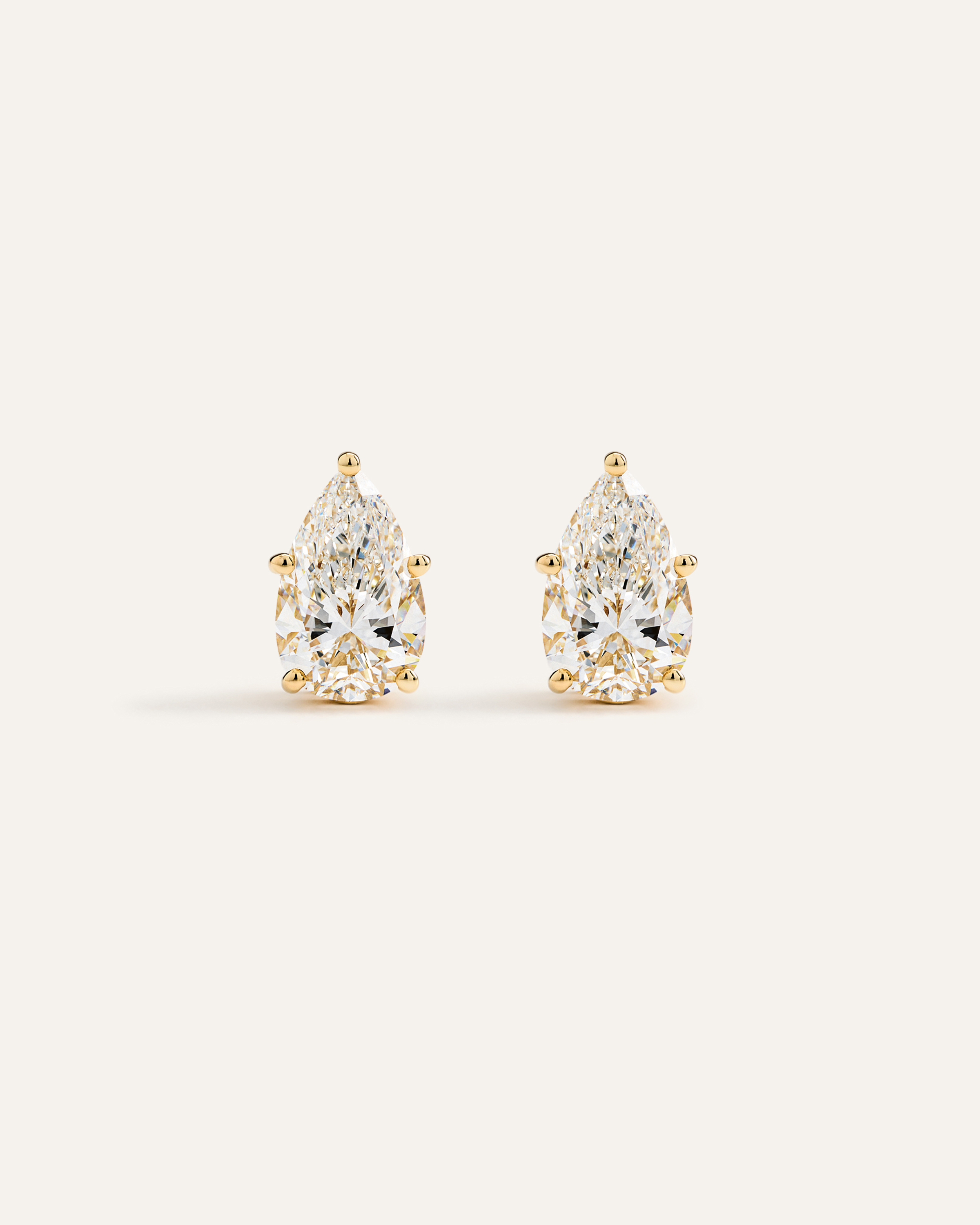 14K Gold Lab Grown Diamond Statement Pear Studs - 6ctw