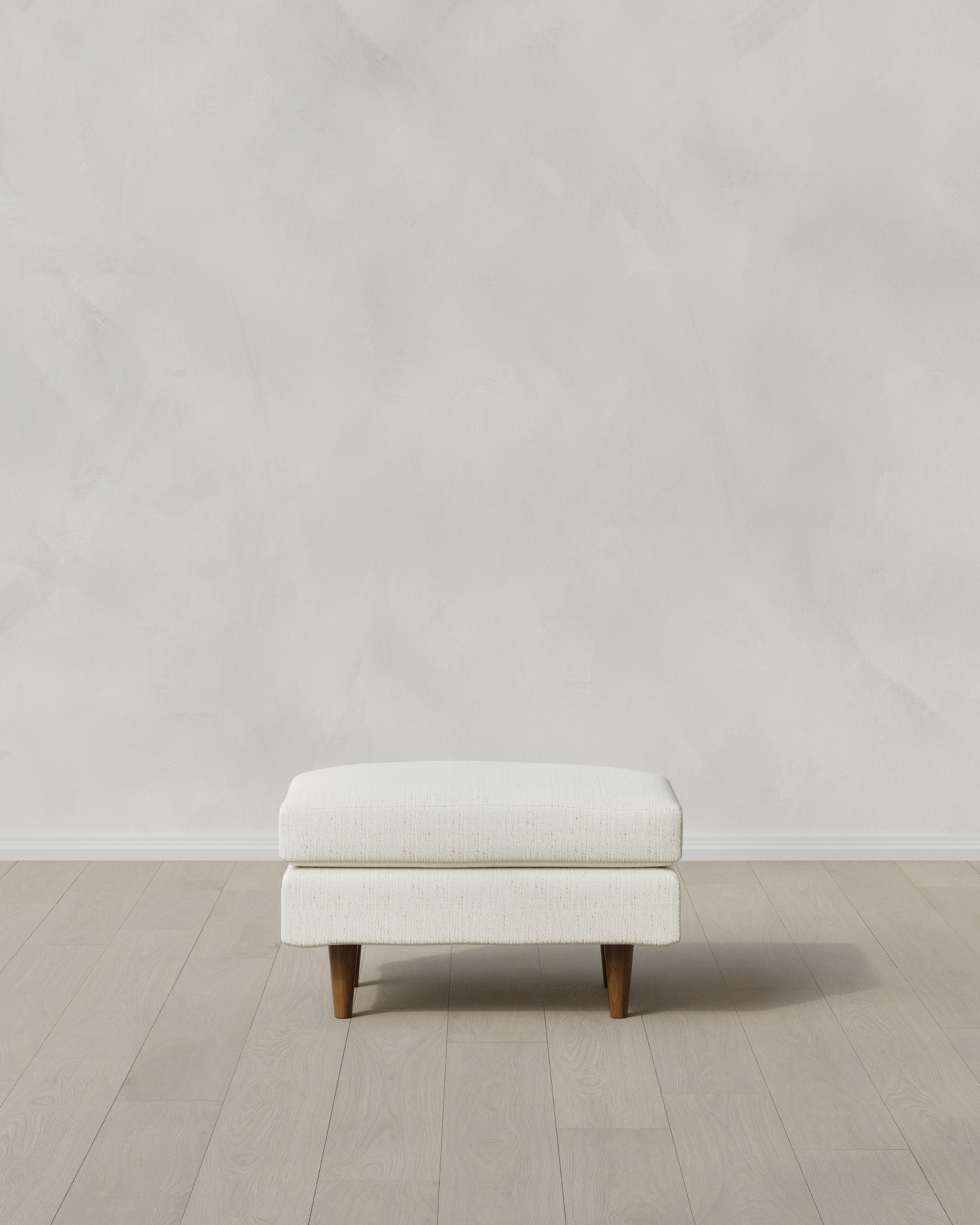 Atlas Midcentury Ottoman in Performance Chenille Linen Blend