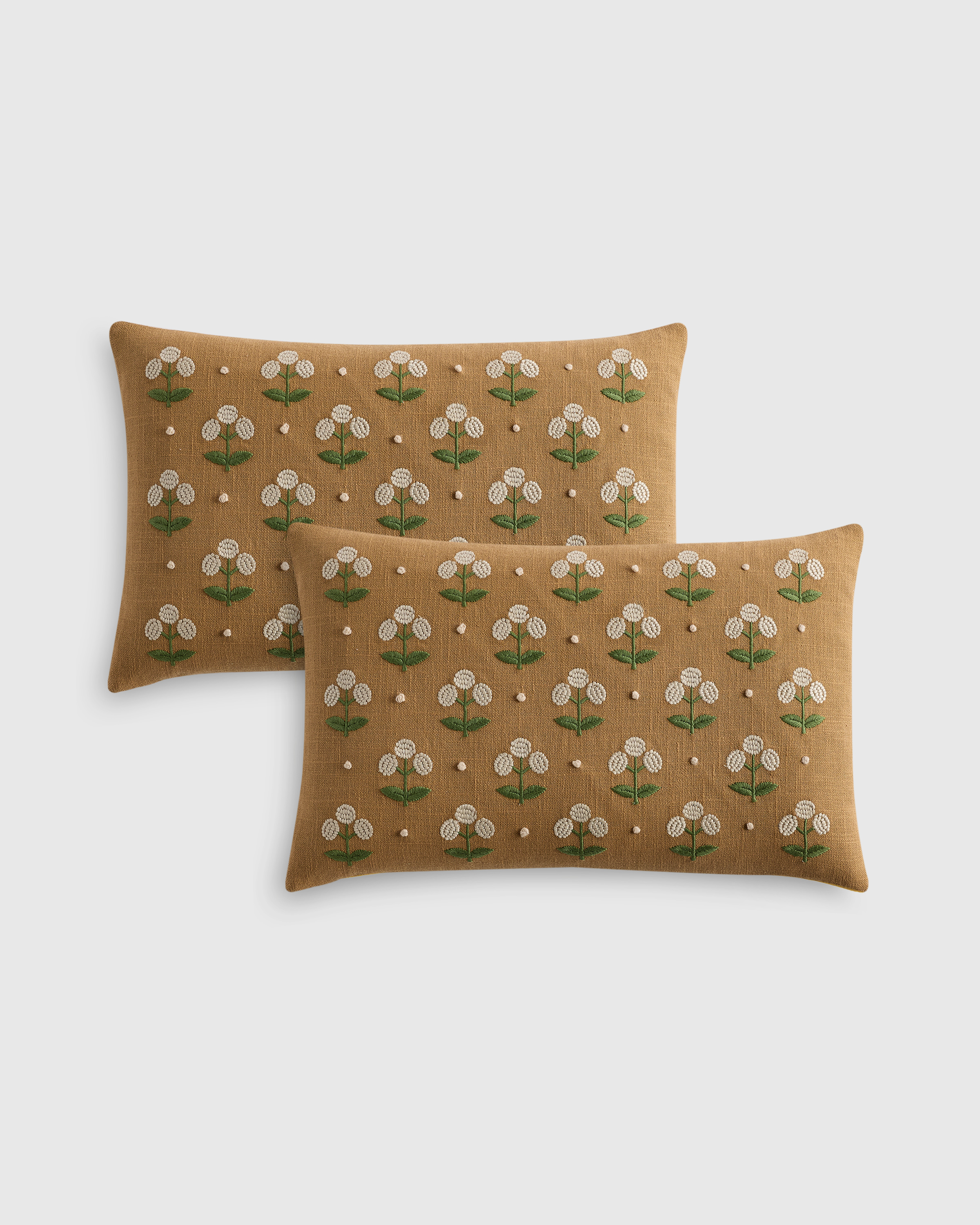 Embroidered Botanical Cotton Pillow Cover (Set of 2)