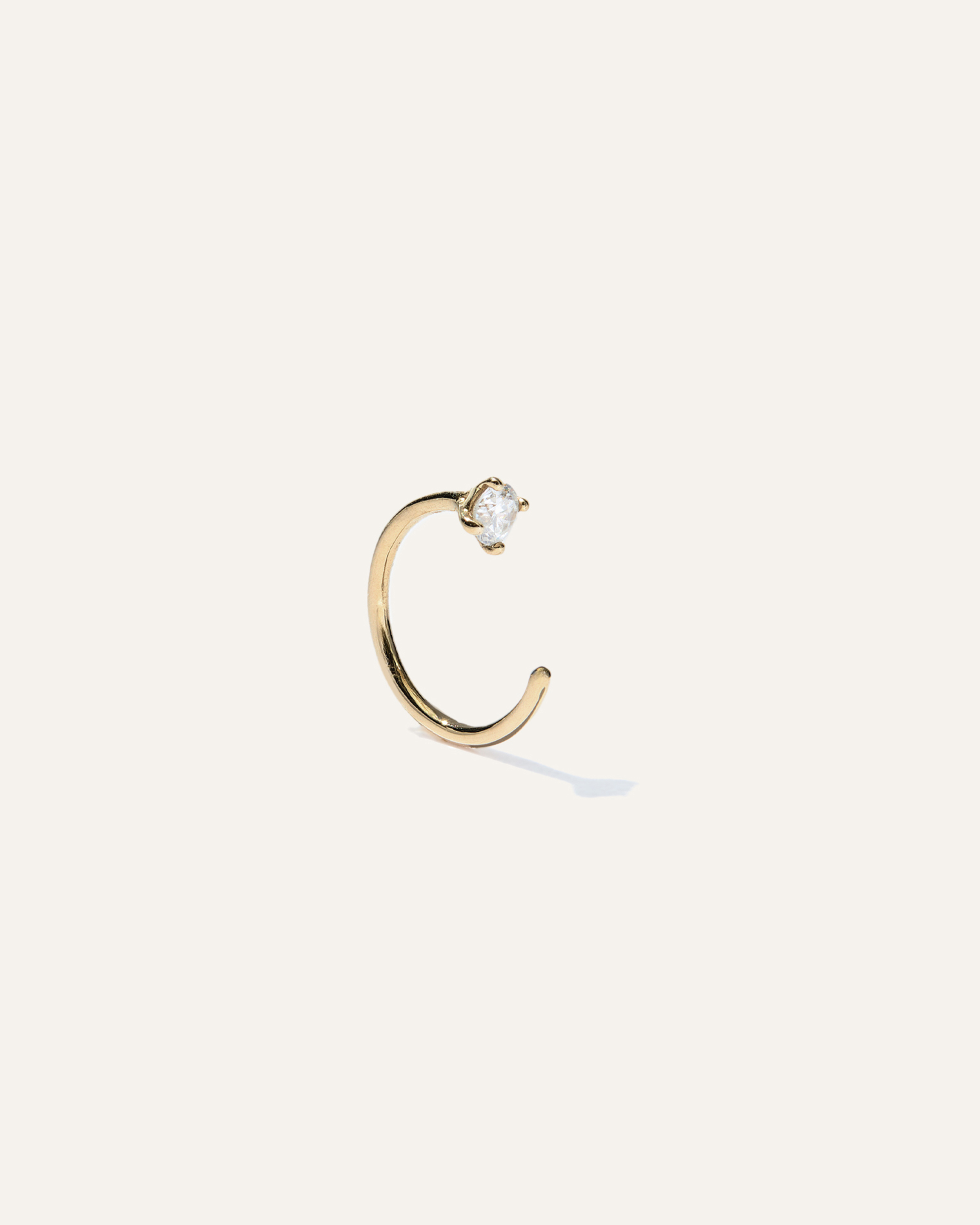14K Gold Diamond Single Open Reverse Huggie