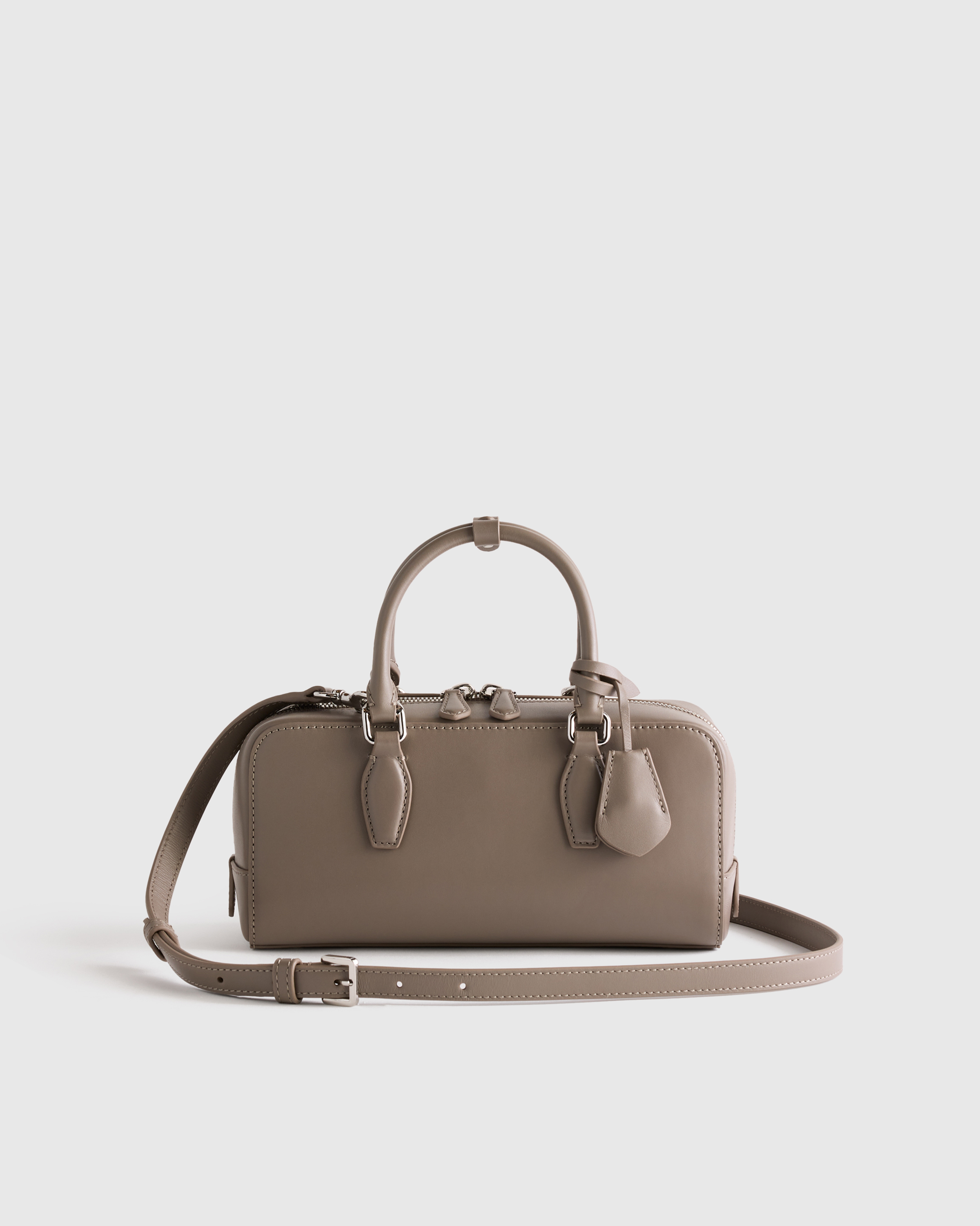 Italian Leather Mini Bowler Crossbody Satchel