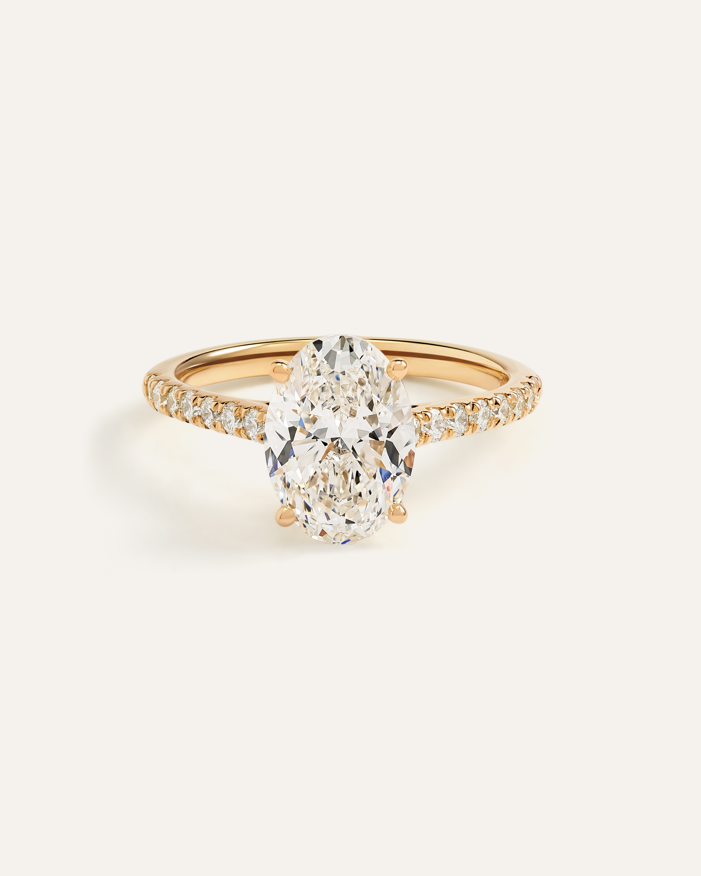 Lab Grown Diamond Oval Pave Trellis Cathedral Engagement Ring - 2.5ct