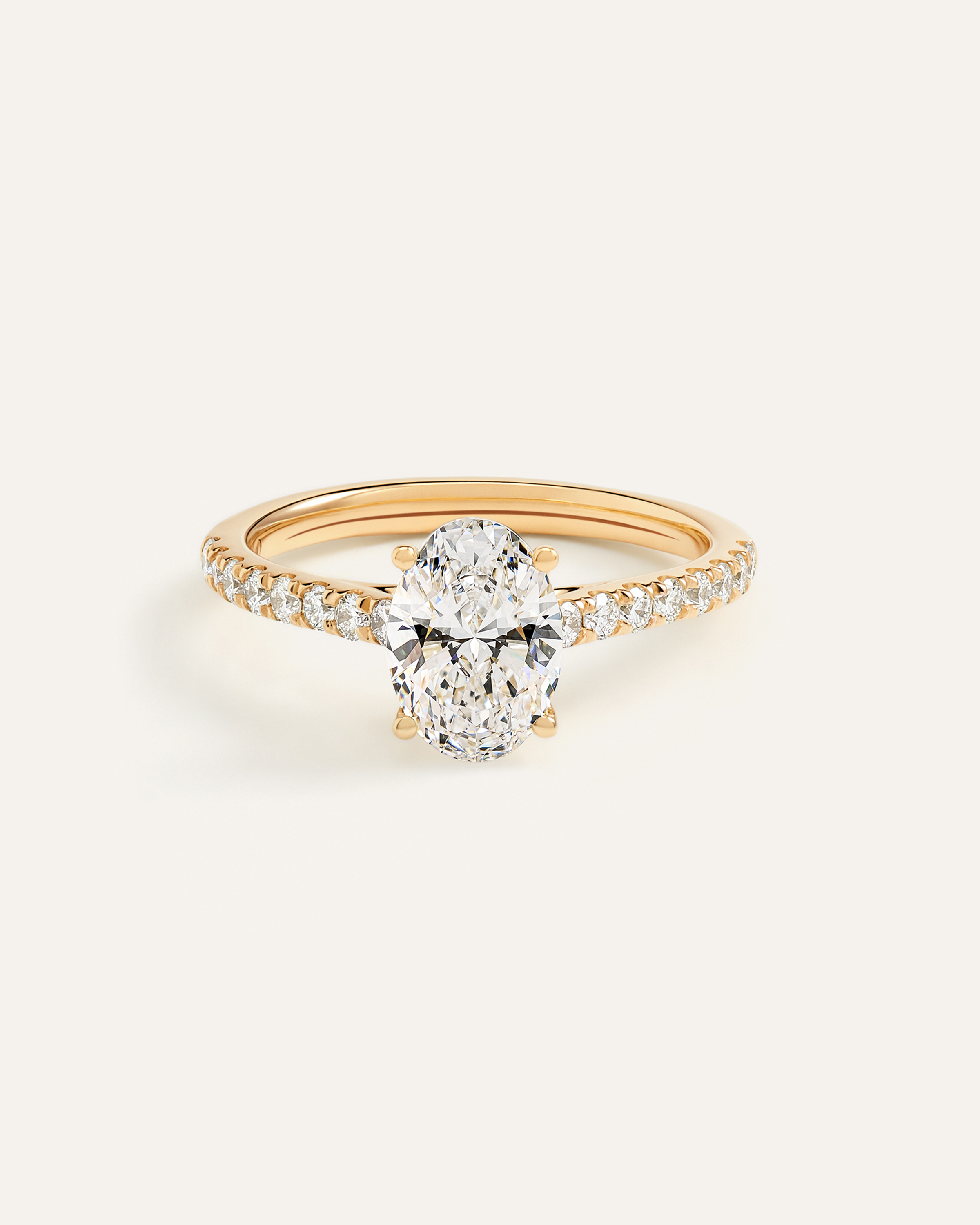 Lab Grown Diamond Oval Pave Trellis Cathedral Engagement Ring - 1.5ct