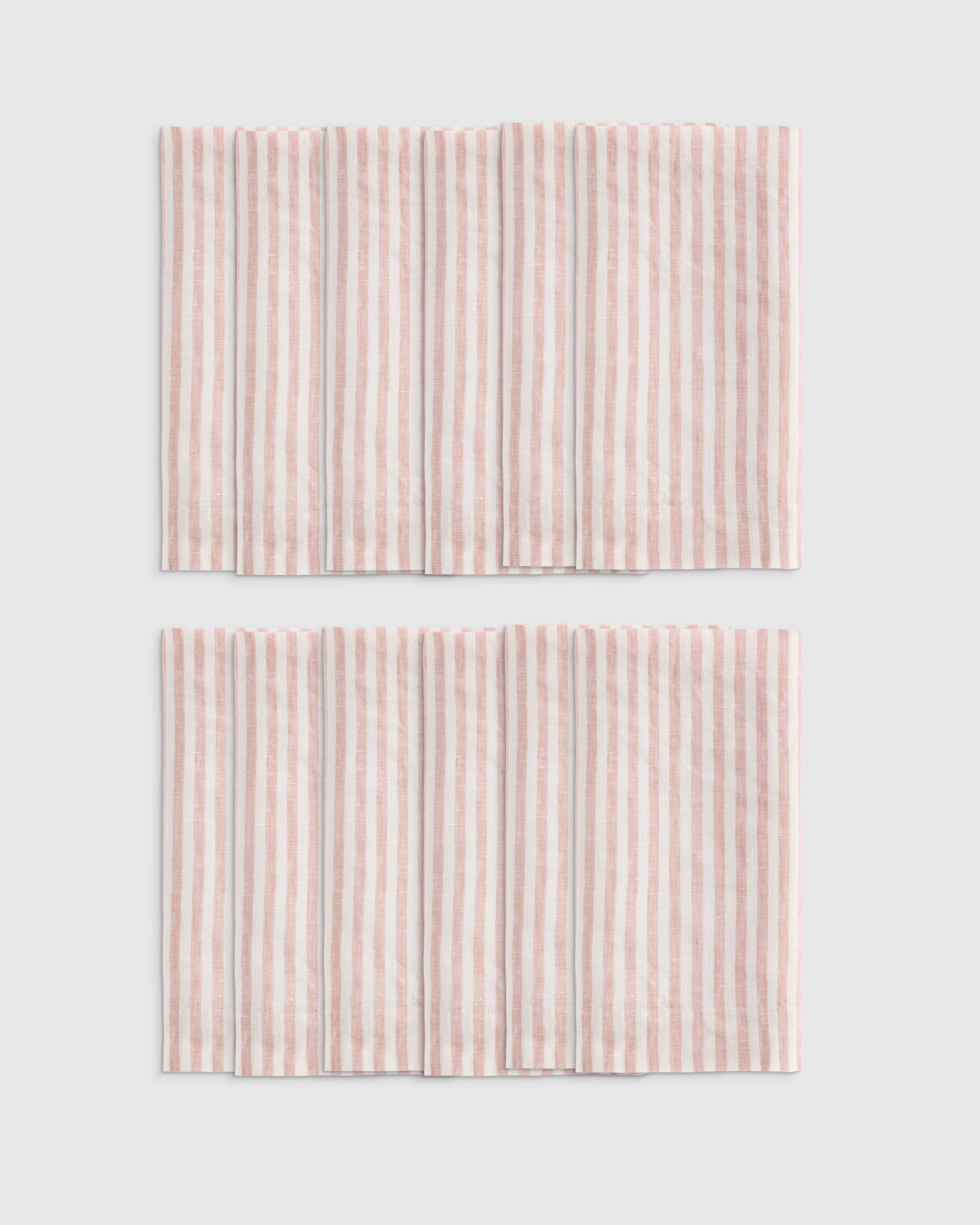 European Linen Wide-Hem Stripe Napkins, Set of 12