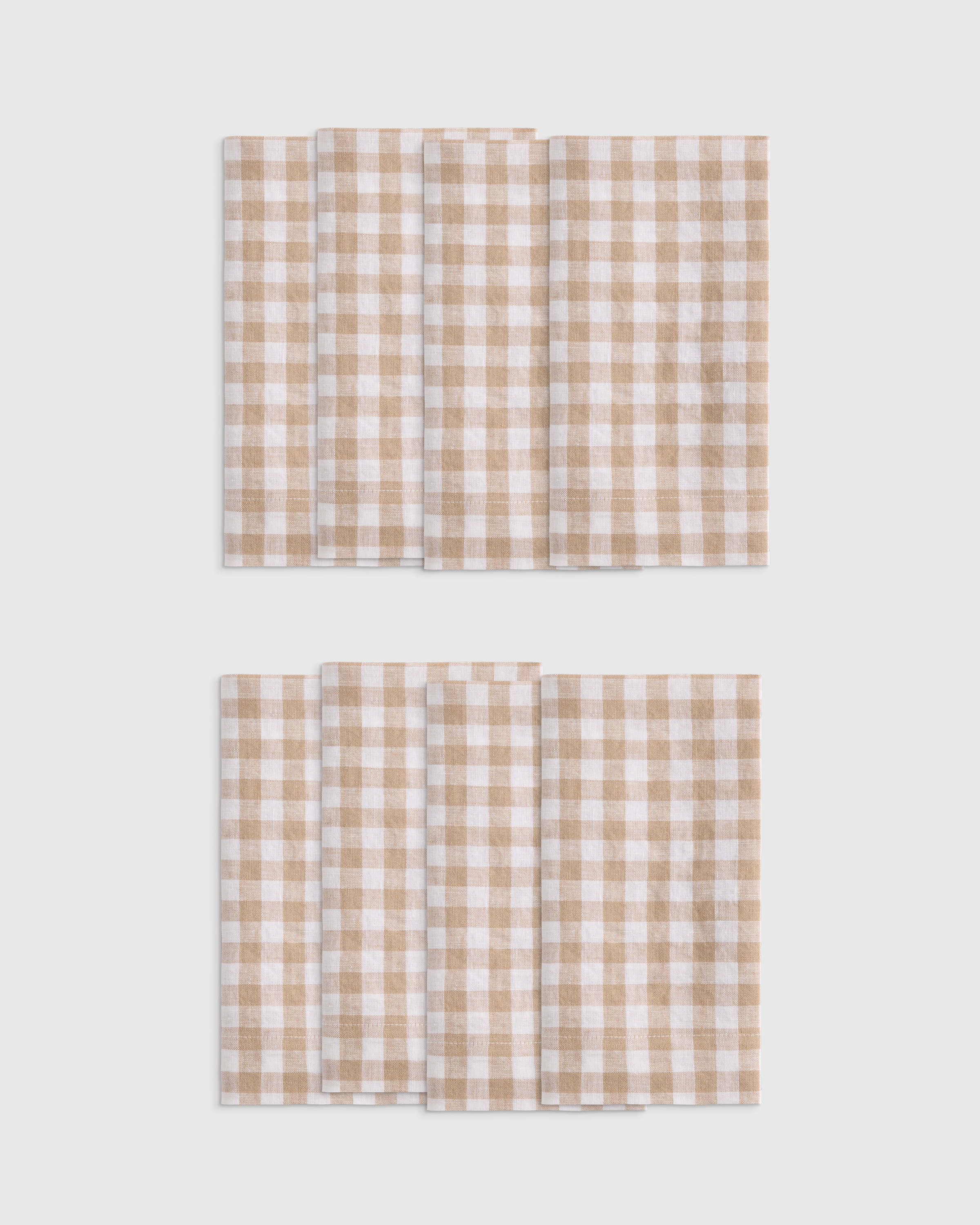 European Linen Wide-Hem Gingham Napkins, Set of 8