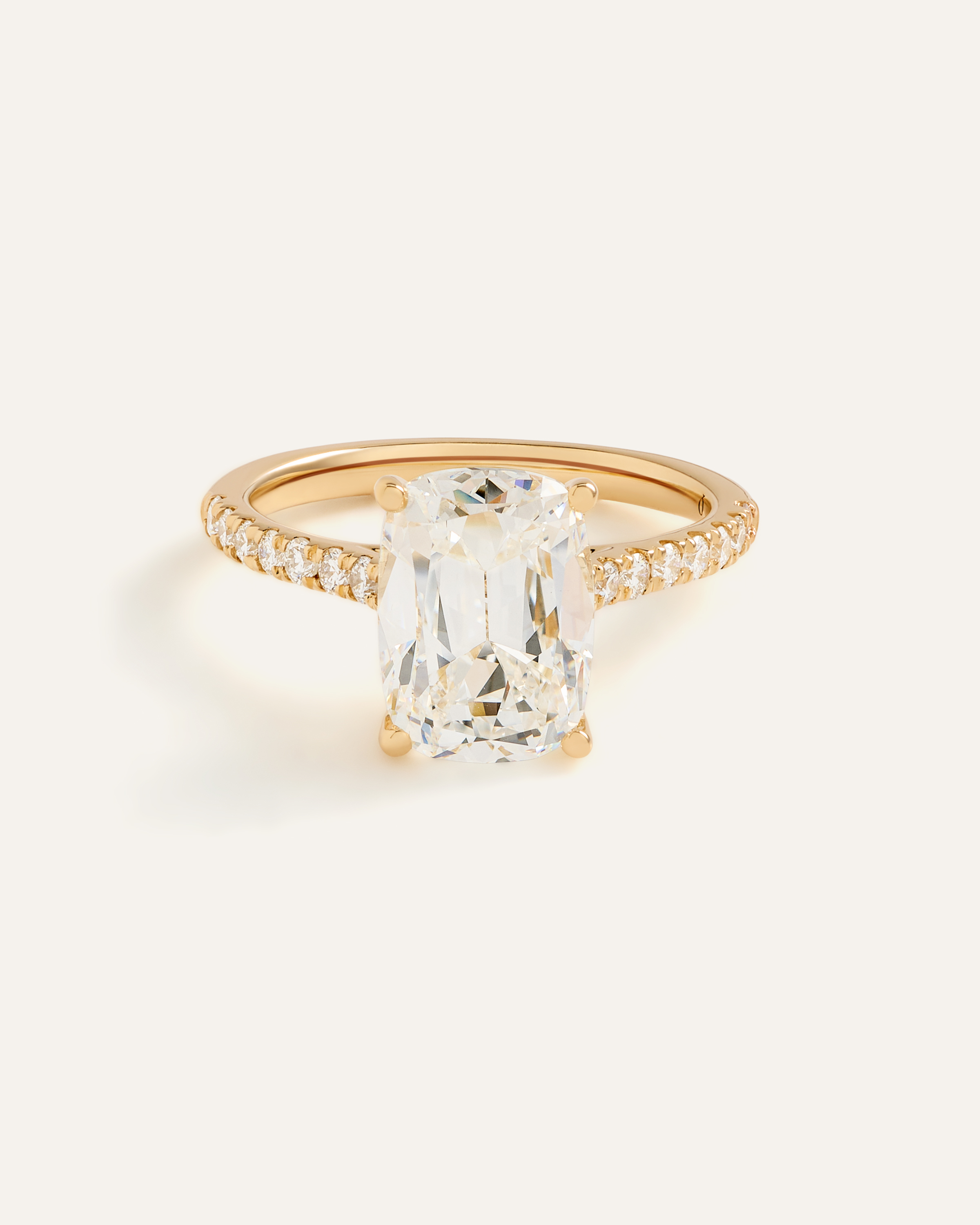 Lab Grown Diamond Antique Cushion Pave Trellis Cathedral Engagement Ring - 4ct