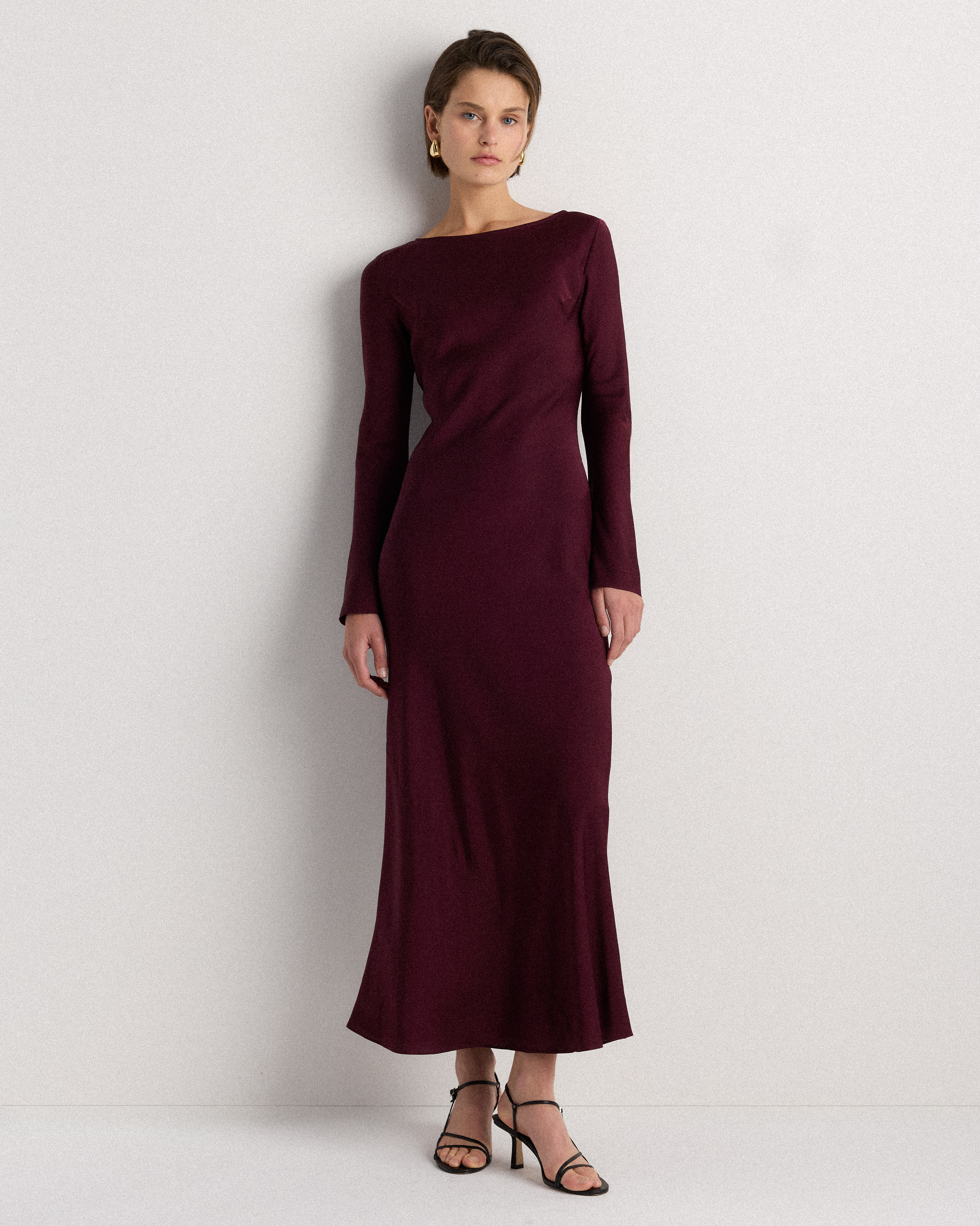 Washable Stretch Silk Long Sleeve Maxi Dress