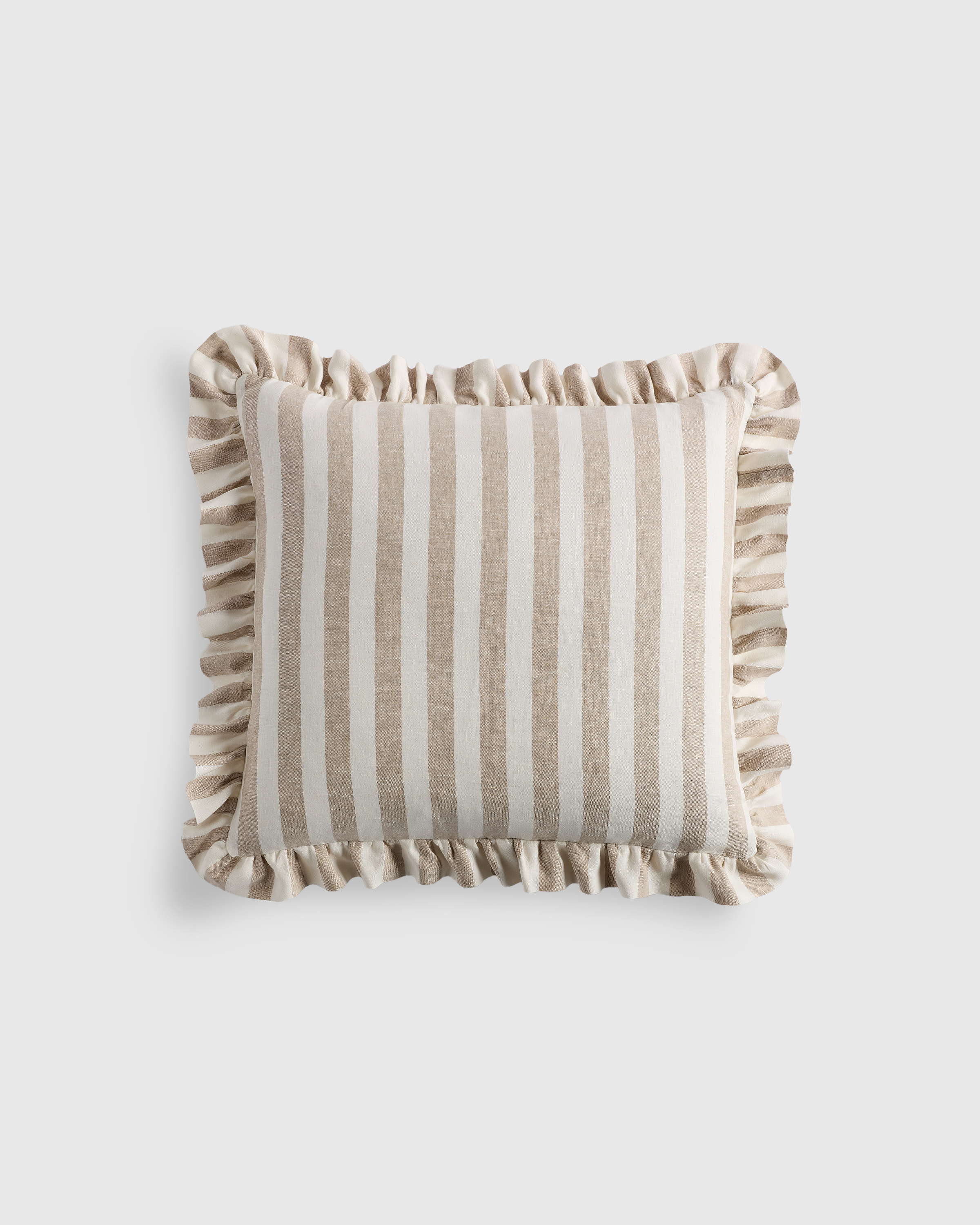 Stripe Ruffle Linen Pillow Cover
